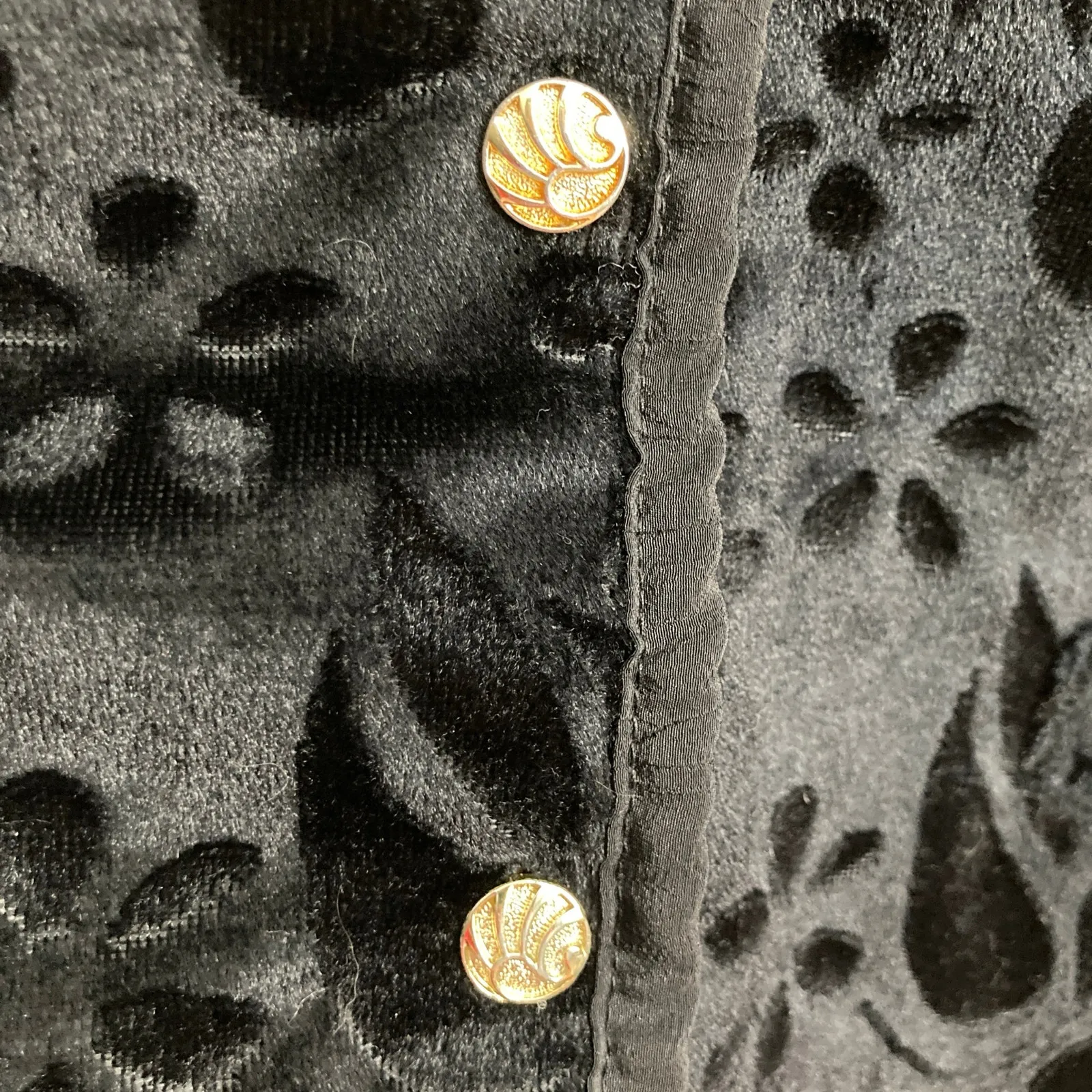 Kam Tak Womens M Black Velvet Burnout Vest Whimsigoth Witchy Gothic Retro Vamp Size M - Image 6