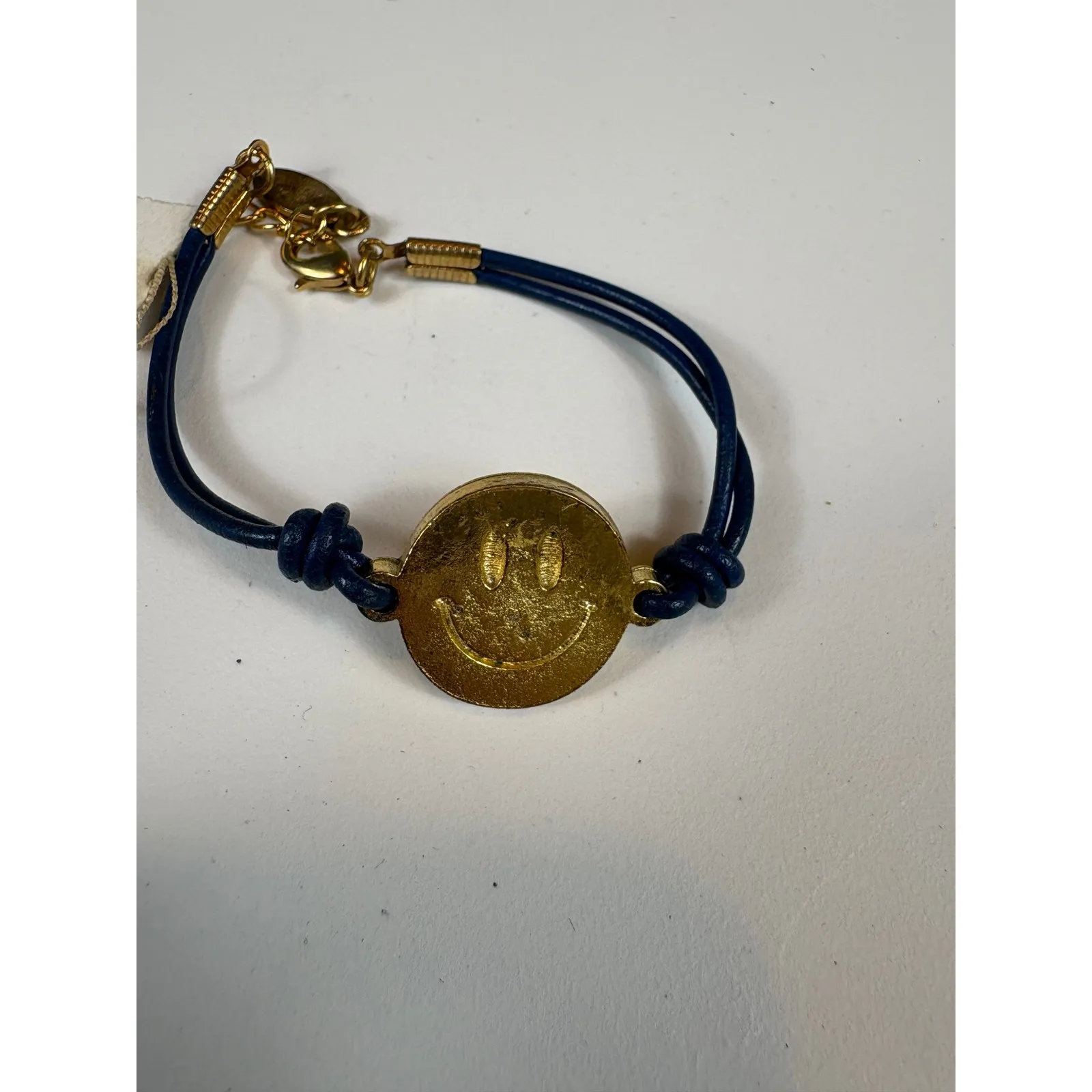 Ettika Smiley Face Blue‎ Cord Bracelet Gold Tone Womens Jewelry - Image 2