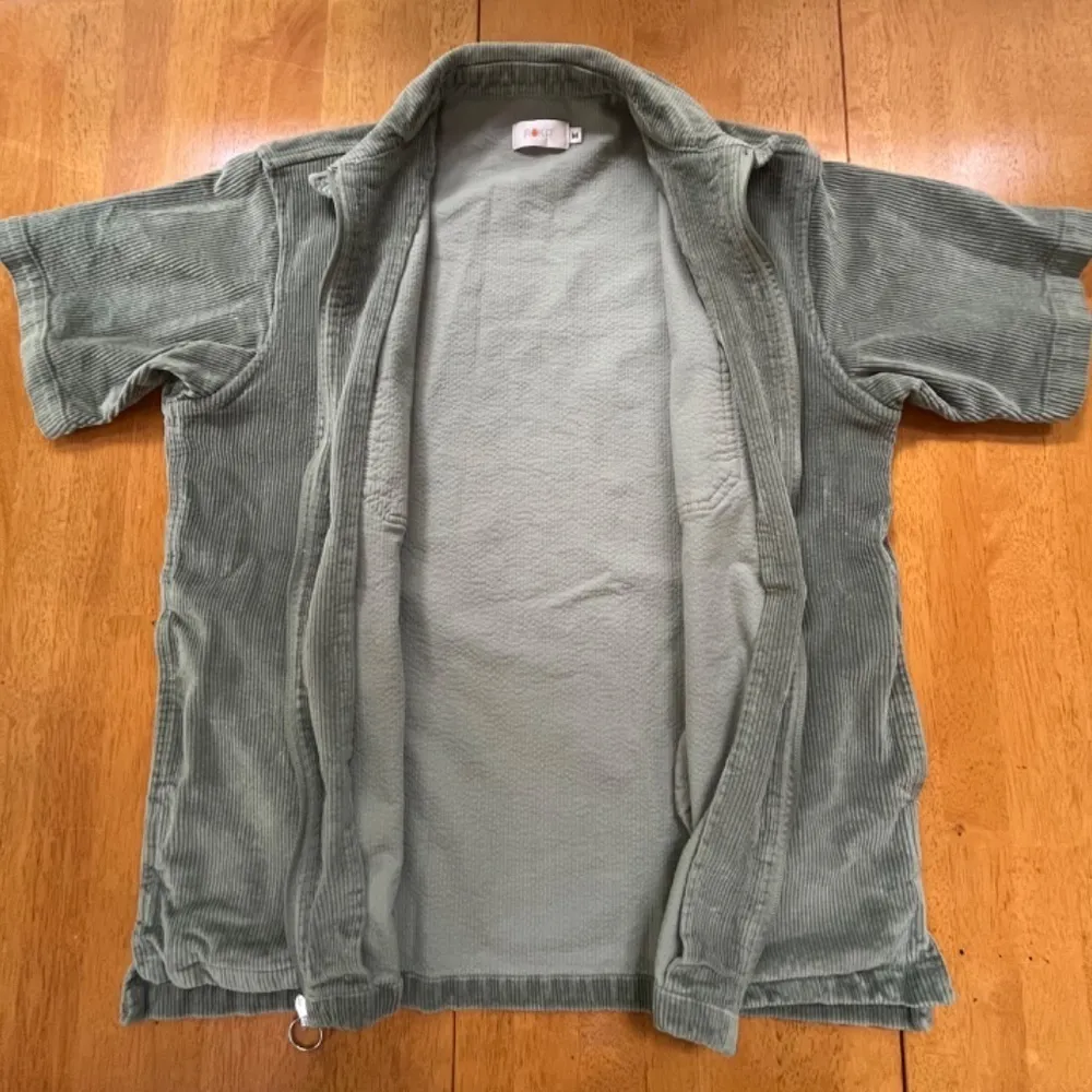 Rokit Sage Cotton Corduroy Short Sleeve Full‎ Zip Jacket Pockets Shirt, Size M Green Size M - Image 10