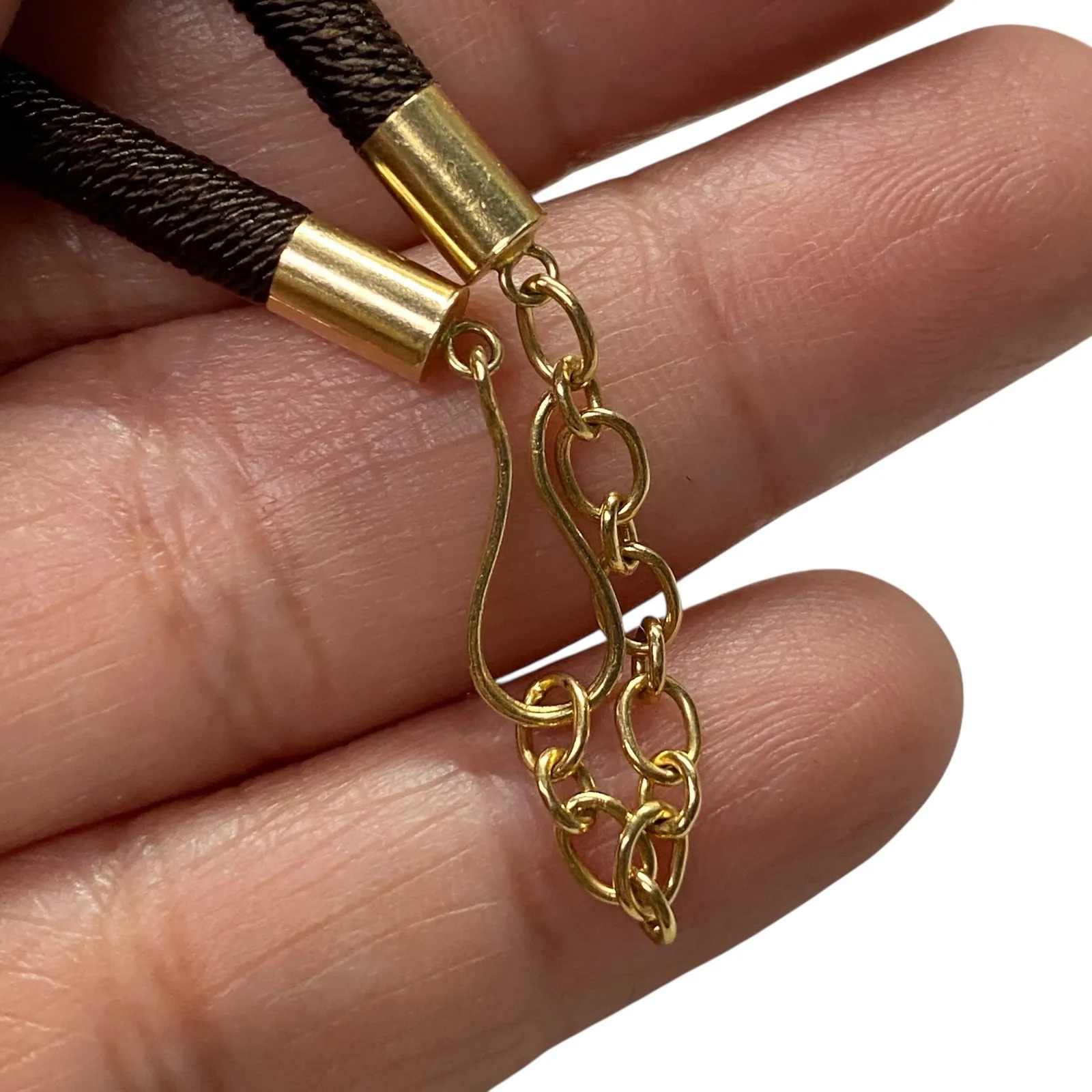 14k Gold Clasp Dark Brown Cord Choker Adjustable Necklace Unisex Minimalist - Image 10