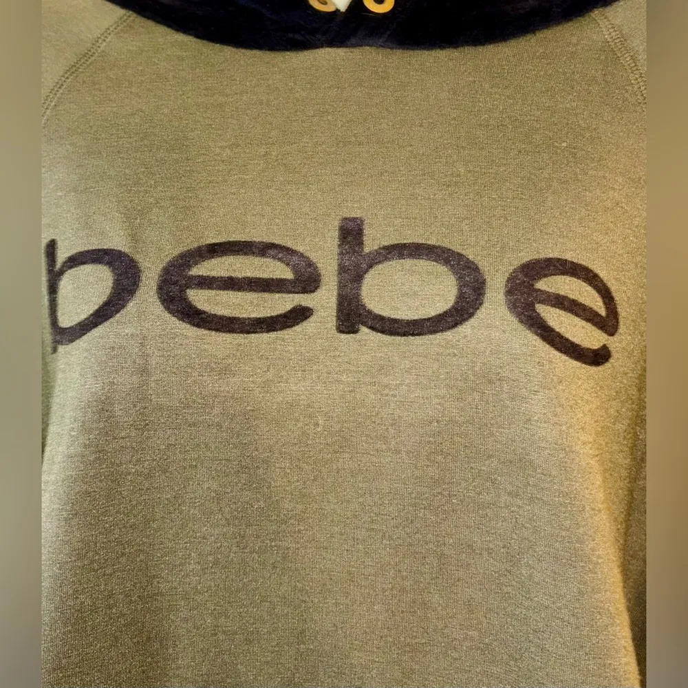 Women’s Bebe olive green Black velvet Sweatshirt Hoodie - Image 9