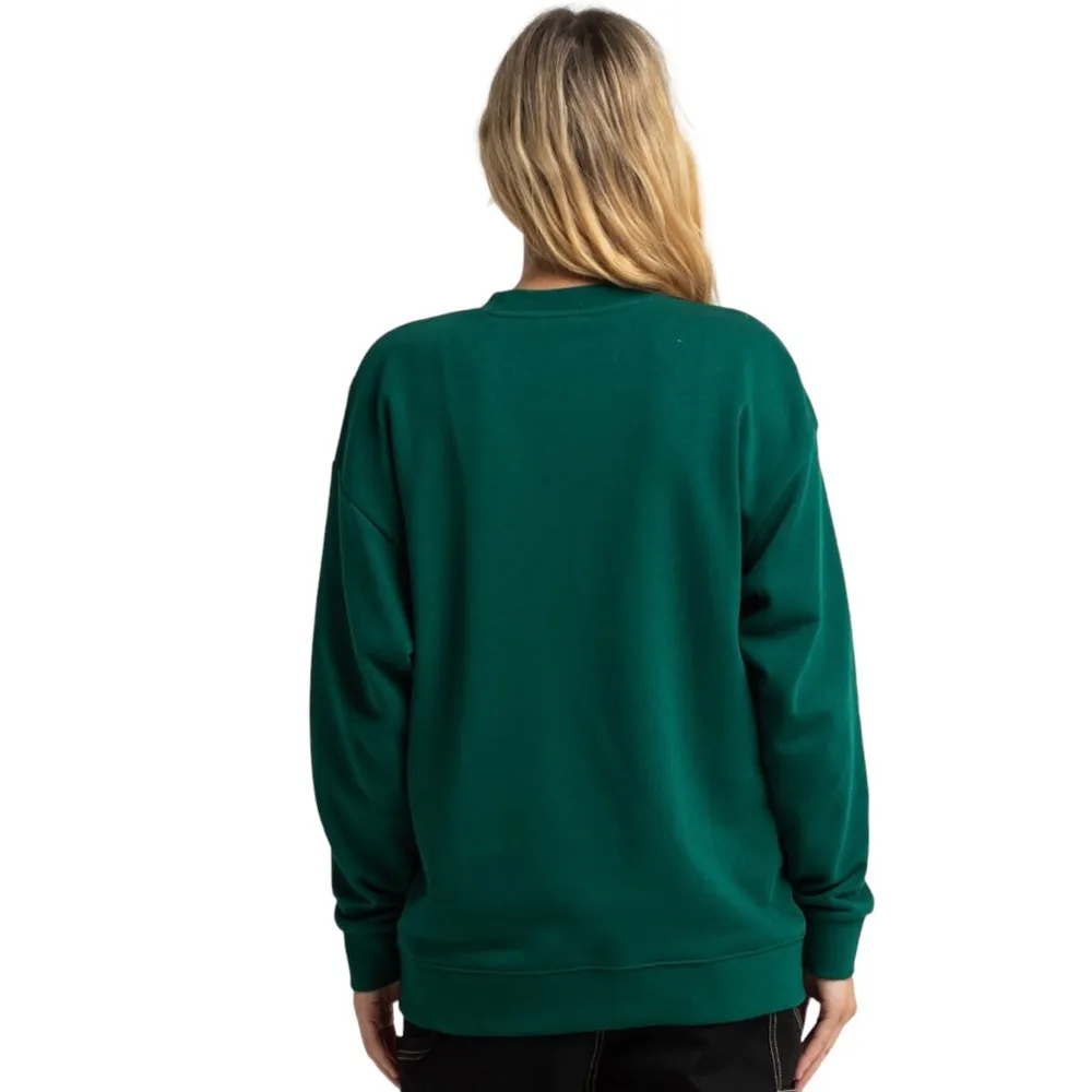 Adidas Women’s Collegiate Crewneck Oversized Sweatshirt Size S Embroidery Green - Image 2