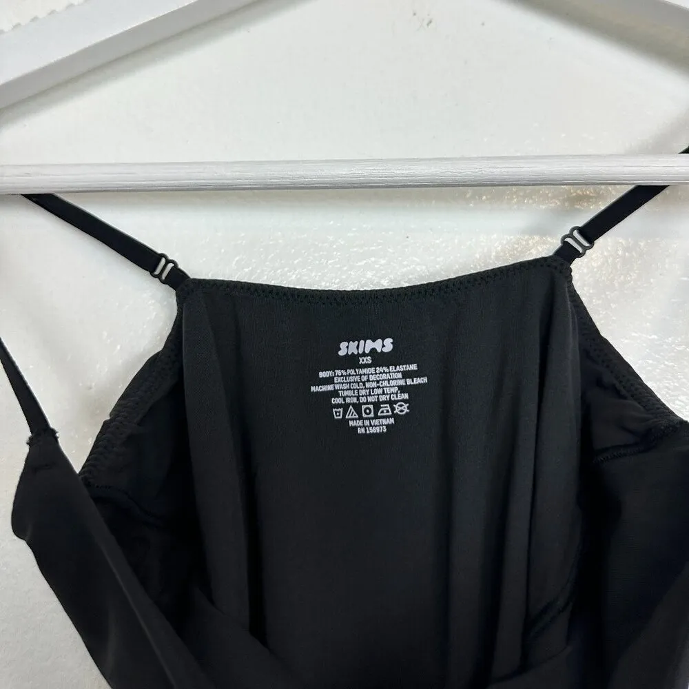 SKIMS Fits Everybody Cami Thong Bodysuit in Onyx Black Size XX-Small - Image 5