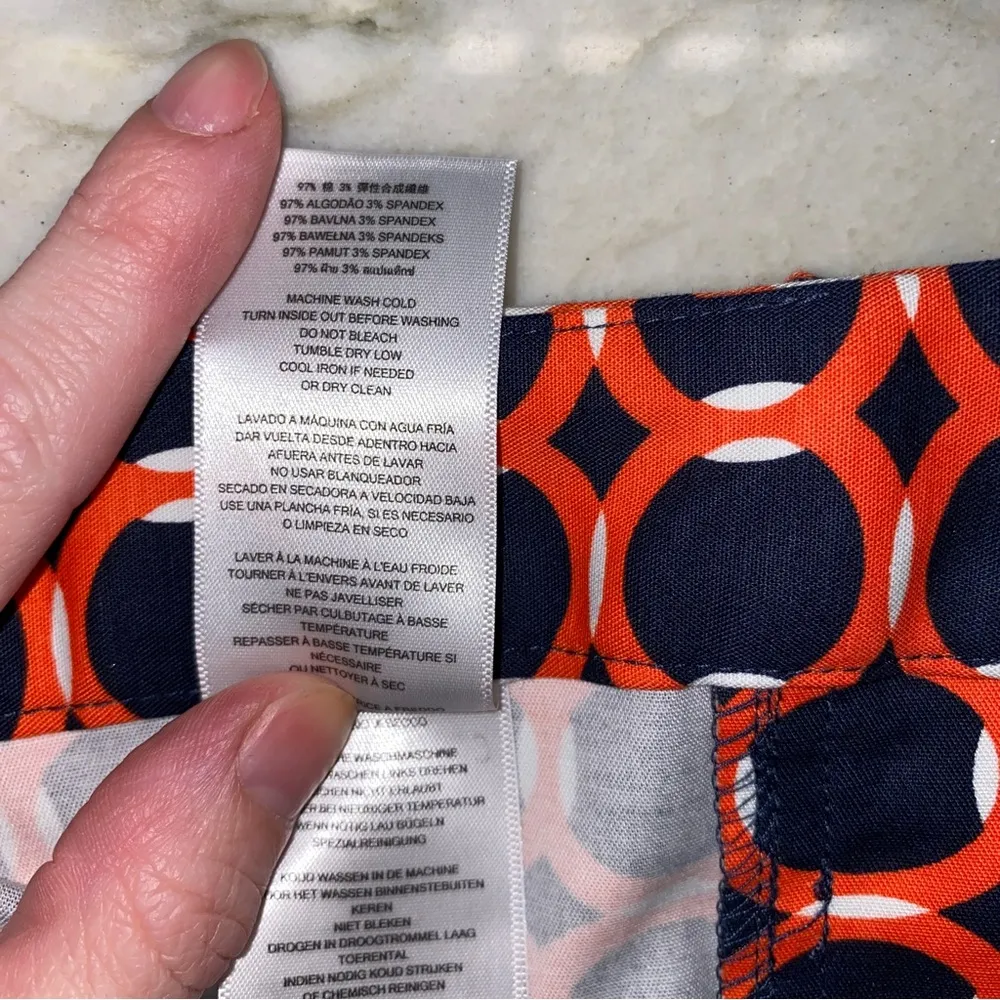 Michael Michael Kors Navy Blue Coral Orange Geometric Circle Pattern Shorts 6 - Image 8