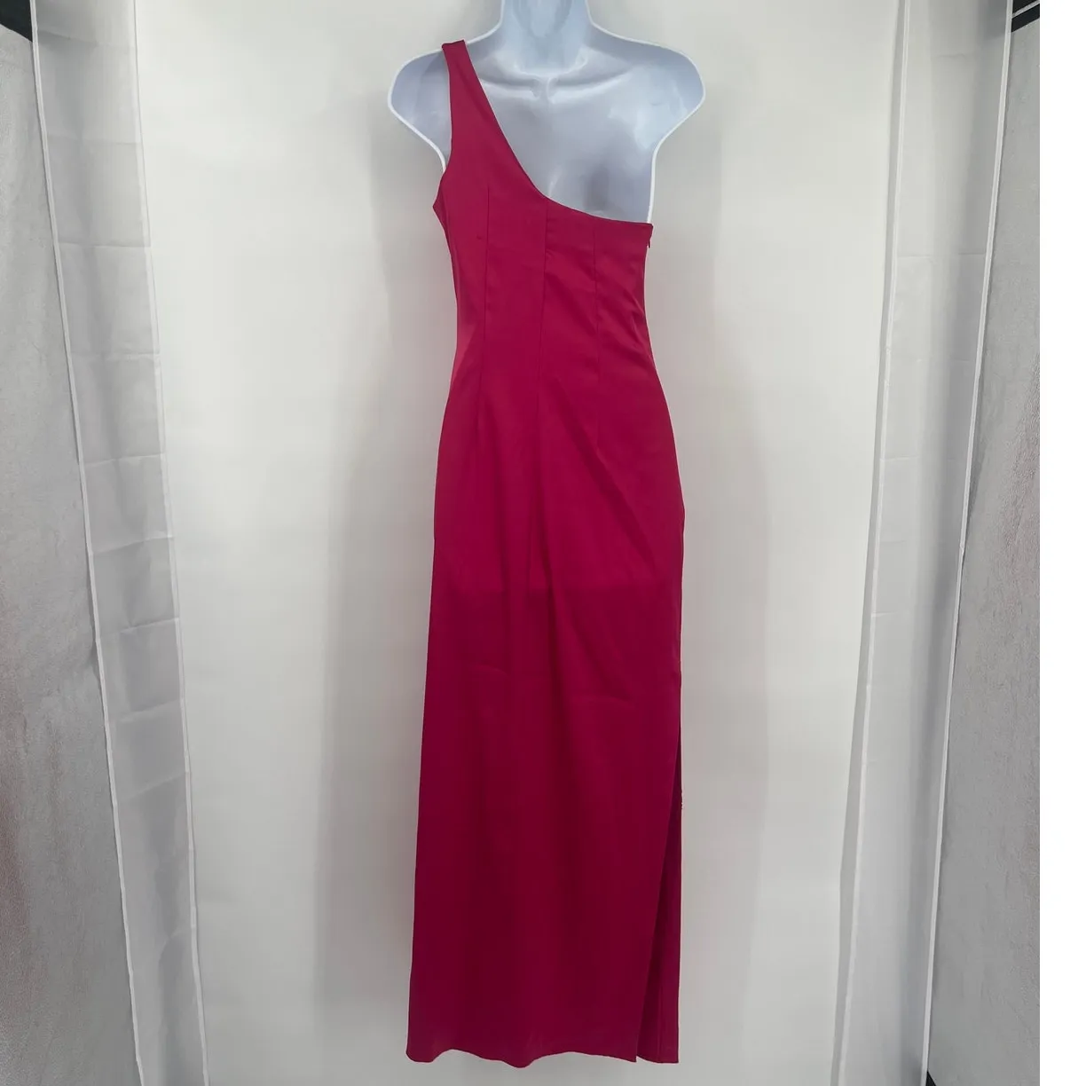 Y2k Rampage One Shoulder Maxi Dress Sz 5 Prom Glam Formal Embellished Satin Bold - Image 7