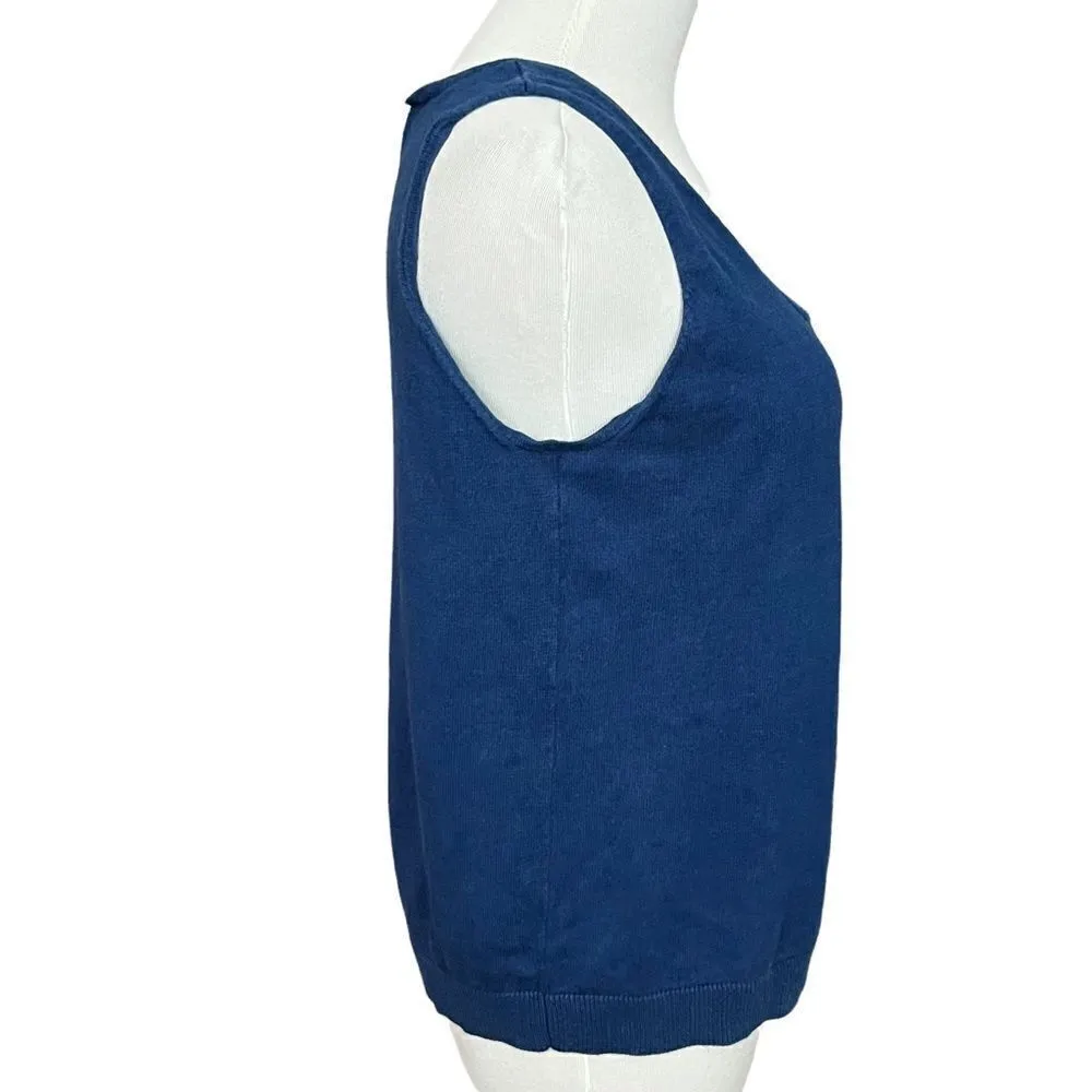 Sojrn Navy Blue Silk Blend Knit Shell Tank Xl - Image 3