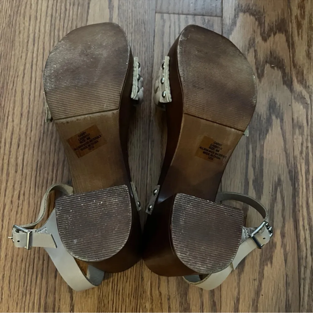 Madden Girl Braided Platform Cabby Sandal Wooden Wedge Faux Leather Size 8M - Image 3