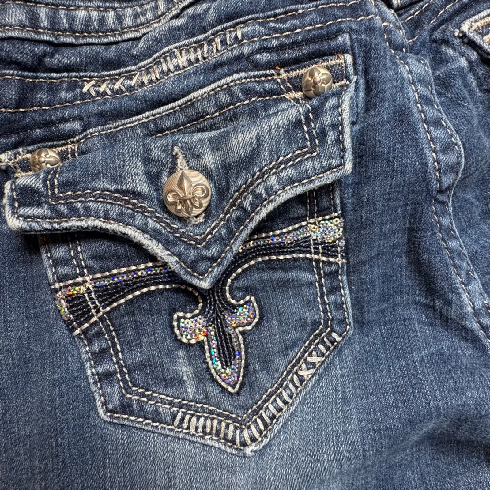 Rock Revival Buckle Bootcut Jeans Women's 27 Embellished Thick Stitch Y2K denim - Image 15