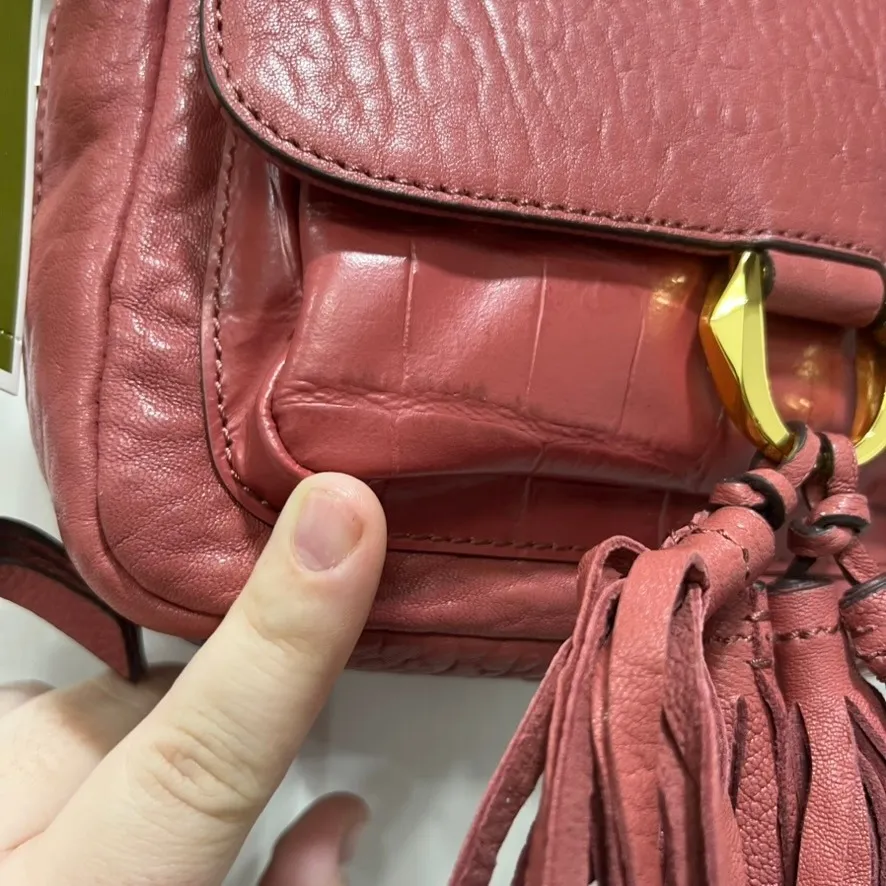 OrYany Burgundy Shoulder Bag NEW Leather Croc Tassel Crossbody Purse Flap - Image 2