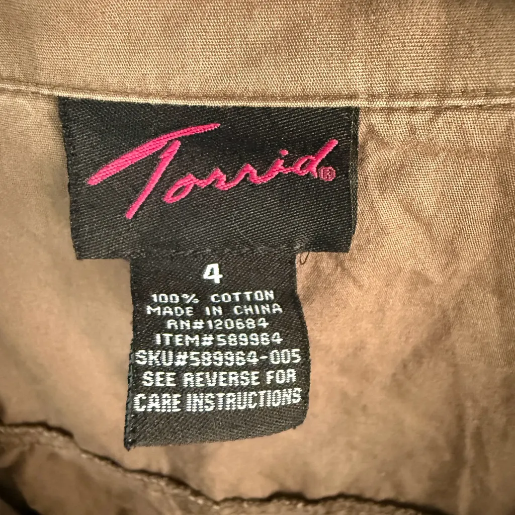 Torrid Brown Utility Anorak Jacket Women’s Size 4 (26/28 Plus) - Image 2