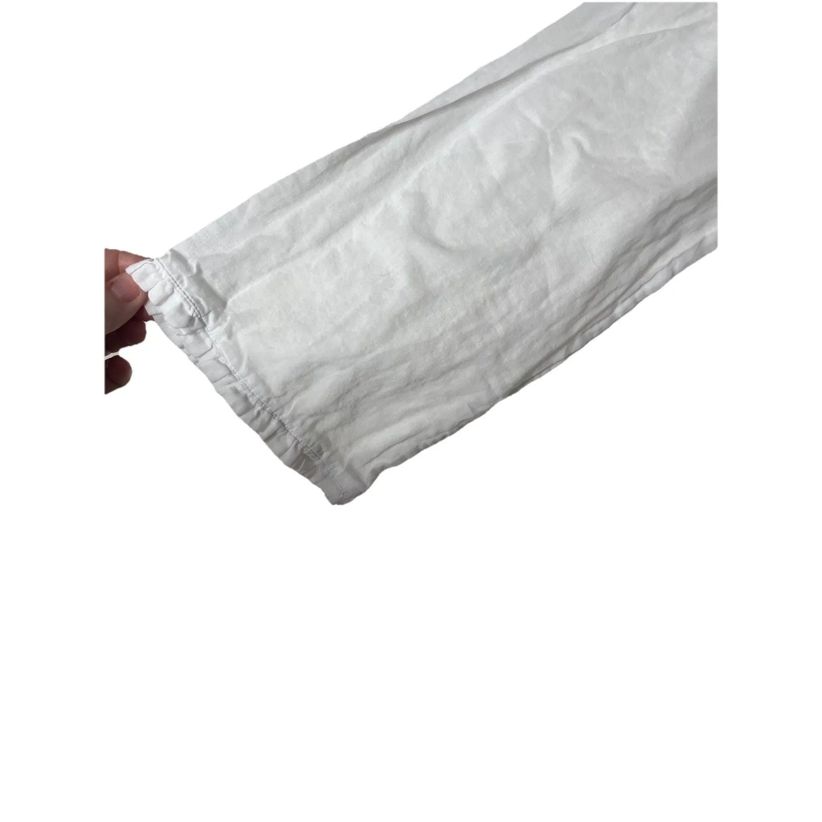 J Crew Womens Airy Popover Shirt White Gauzy V Neck Ruffle Pocket L - Image 8