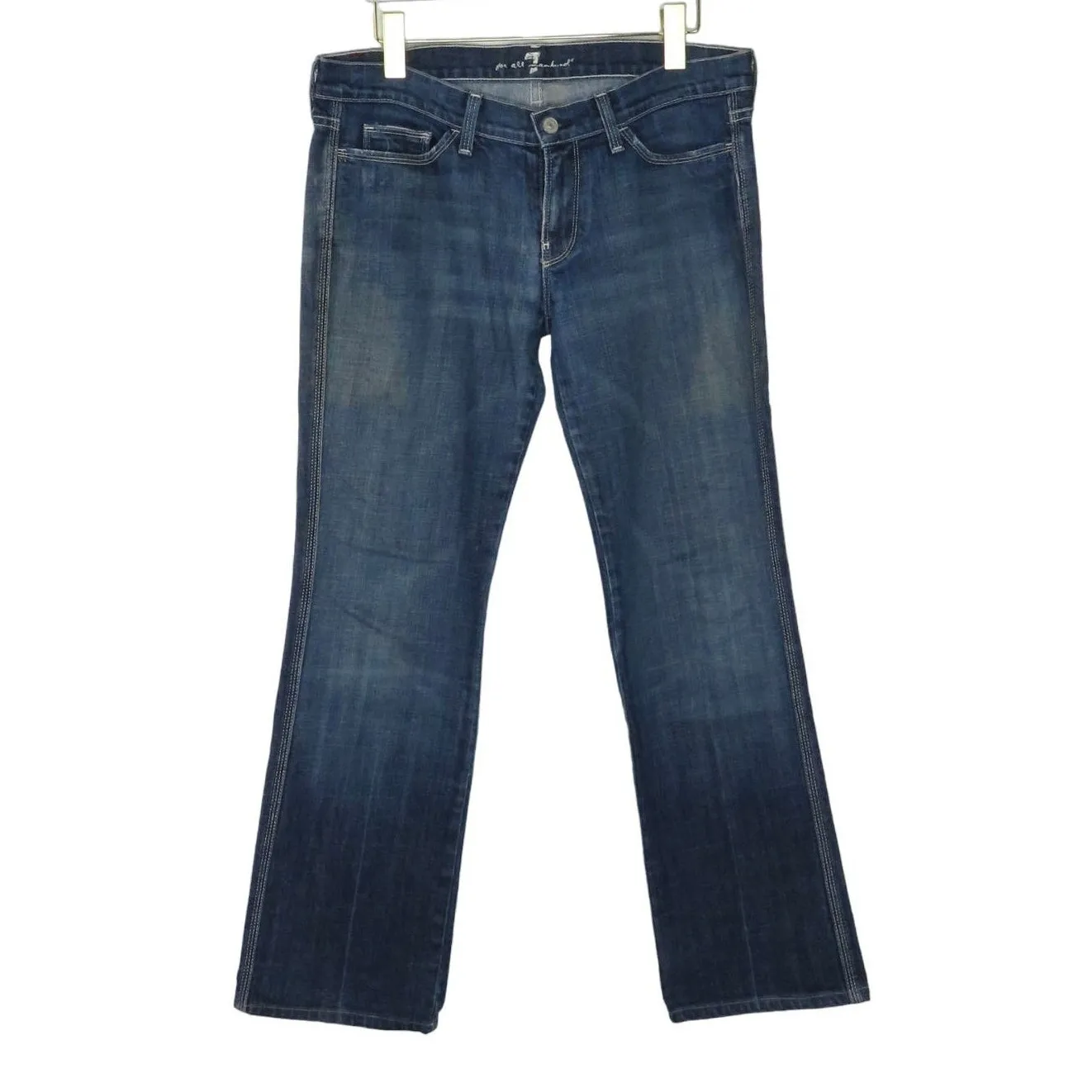 Y2k 7FAM Seven For All Mankind Flared Leg Jeans Low Rise Jeans Size 30" - Image 2