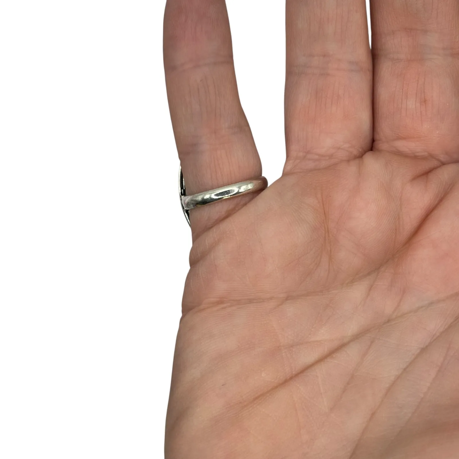 Oval Pink Stone Sterling Silver Ring 925 Boho Statement Gemstone Size 7.5 - Image 4