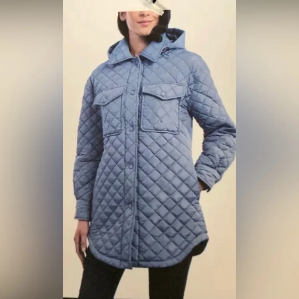 LUCKY BRAND Quilted Button Down Puffer Jacket W/ Detachable Hood - Image 4