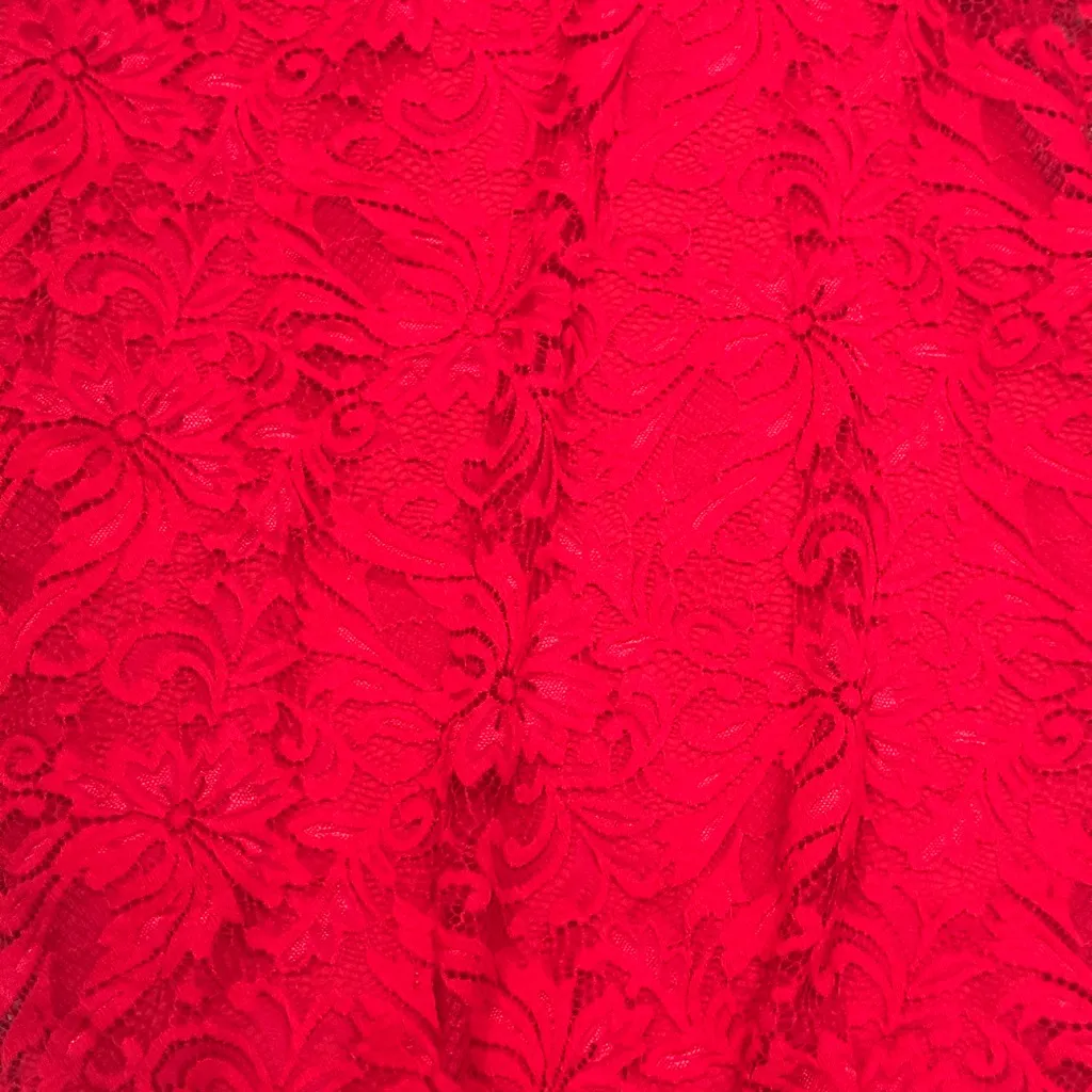 JM Collection Vibrant Red Lace Blouse - Image 2