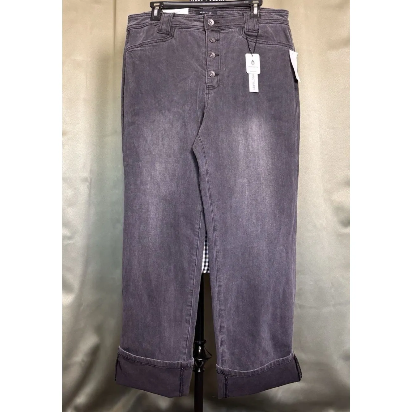 Sanctuary DKSM Luna Cuffed Pants Standard Rise Straight Crop 33 NWT Button Fly - Image 4