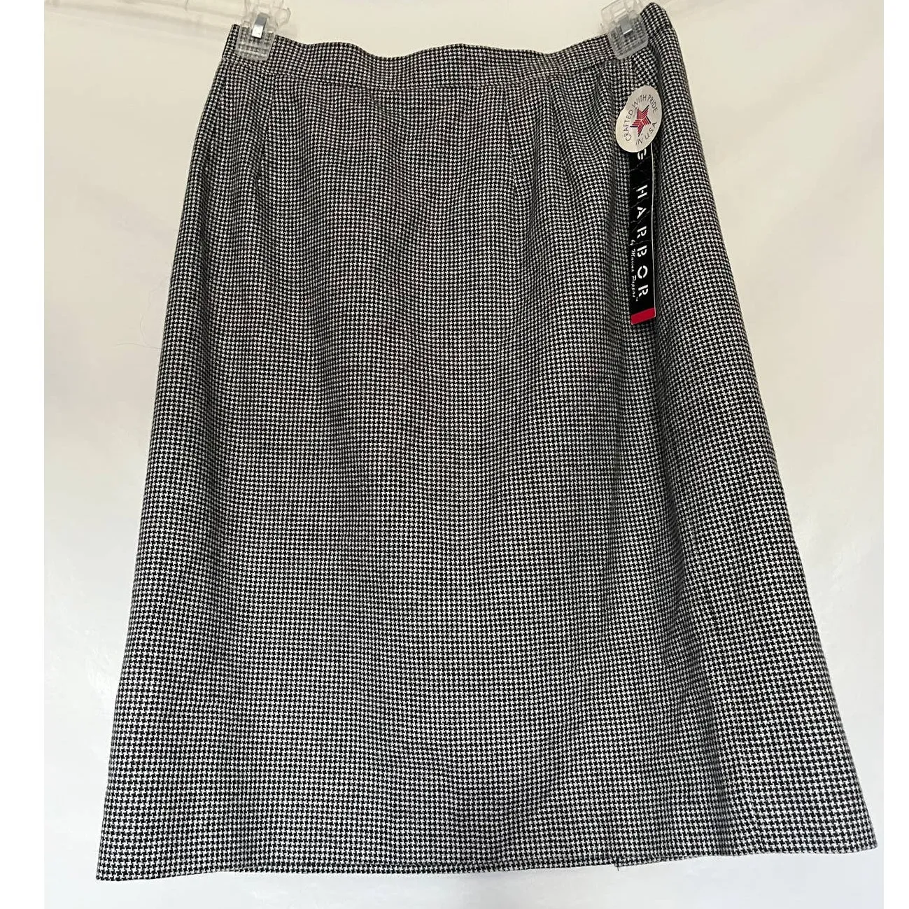 Vtg 90s Sag Harbor Houndstooth Skirt Size 14 Preppy Old Money Black White Retro - Image 14