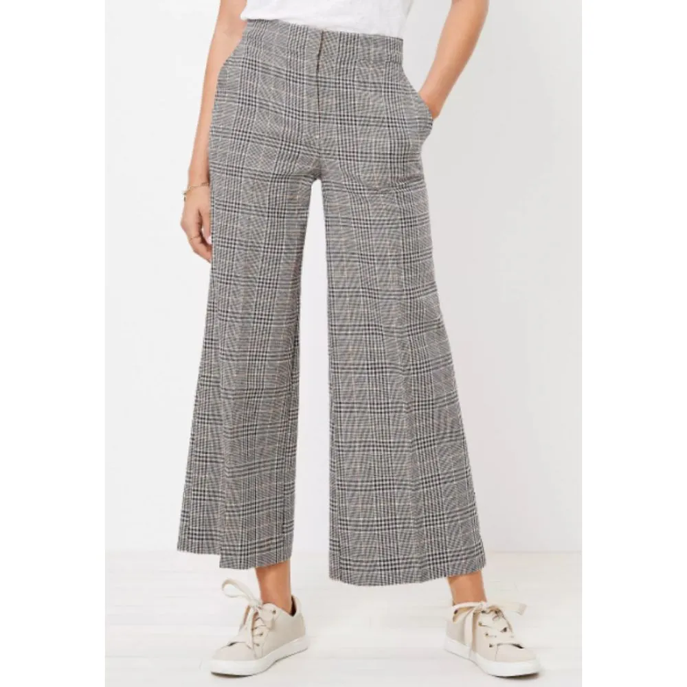 LOFT Women's Wide‎ Leg Ankle Crop Pants in Plaid Size 10 Classic Workwear - Image 3