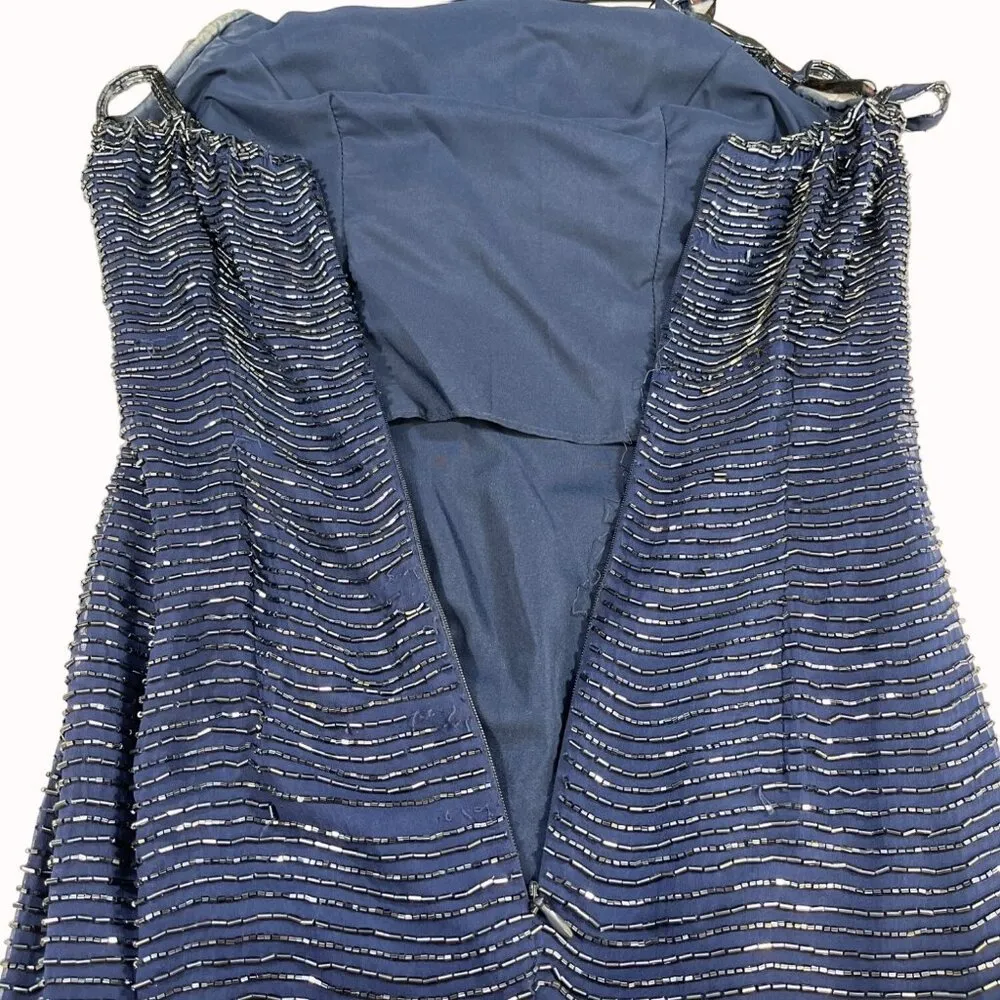 Sean Collection Women's Navy Blue Beaded Dress/Gown Sz S SKU 5472 - Image 4