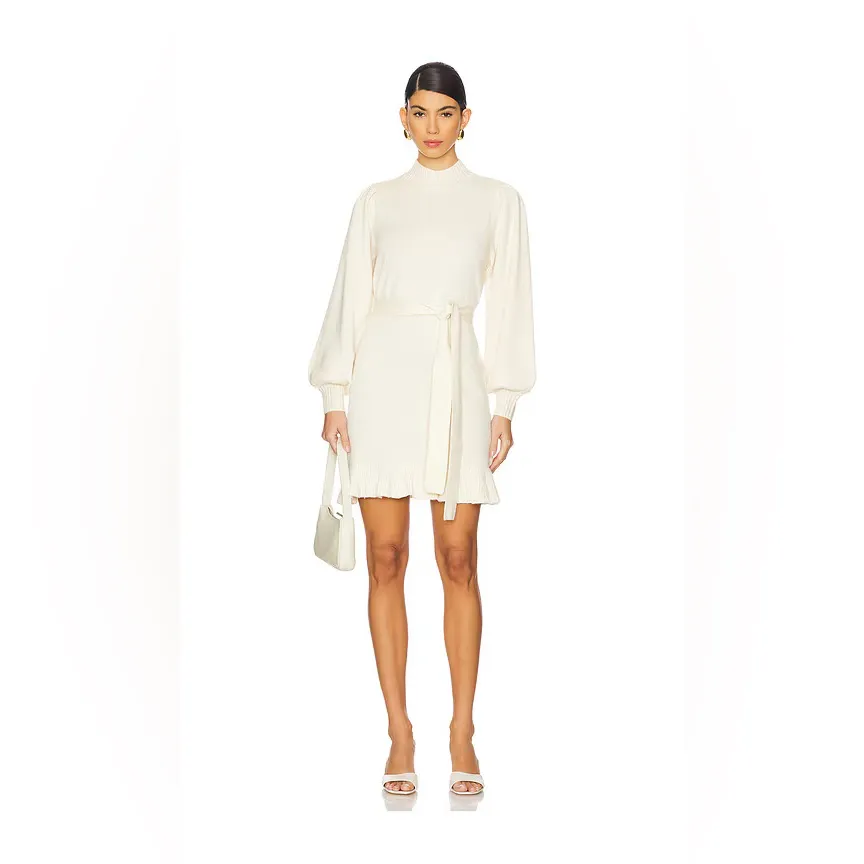 PAIGE Julita Belted Knit Fabric Sweater Dress Latte Foam - Image 10