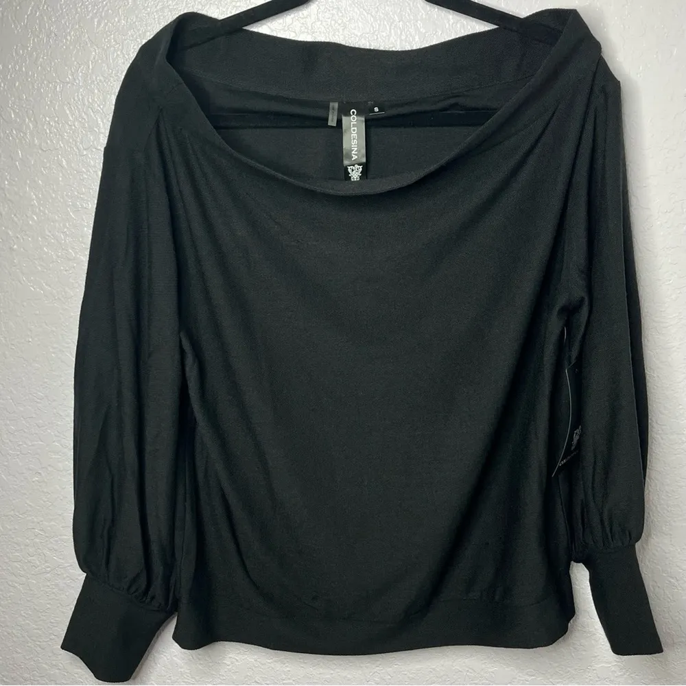 Black Off The Shoulder Buttery Soft Stevie Top Sexy Sweater Small New! - Image 6