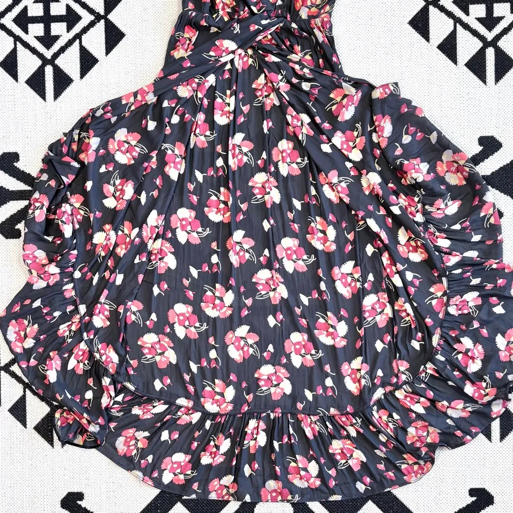 Scotch & Soda Souvenir Black Floral Hi-Lo Ruffle Wrap Maxi Dress Small - Image 9