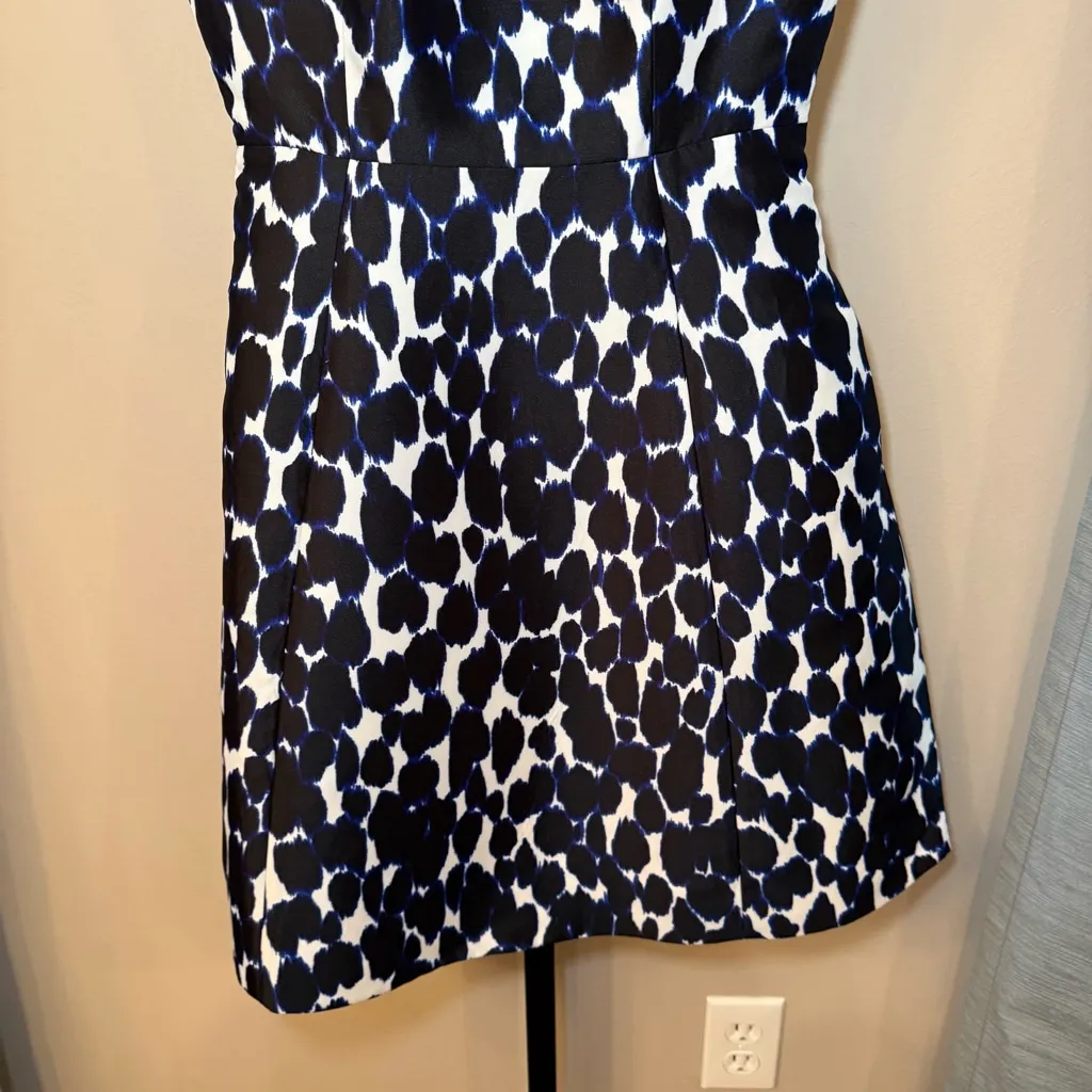 Kate Spade Leopard‎ Fit & Flare Dress Cocktail Size 0 Blue Black White - Image 4