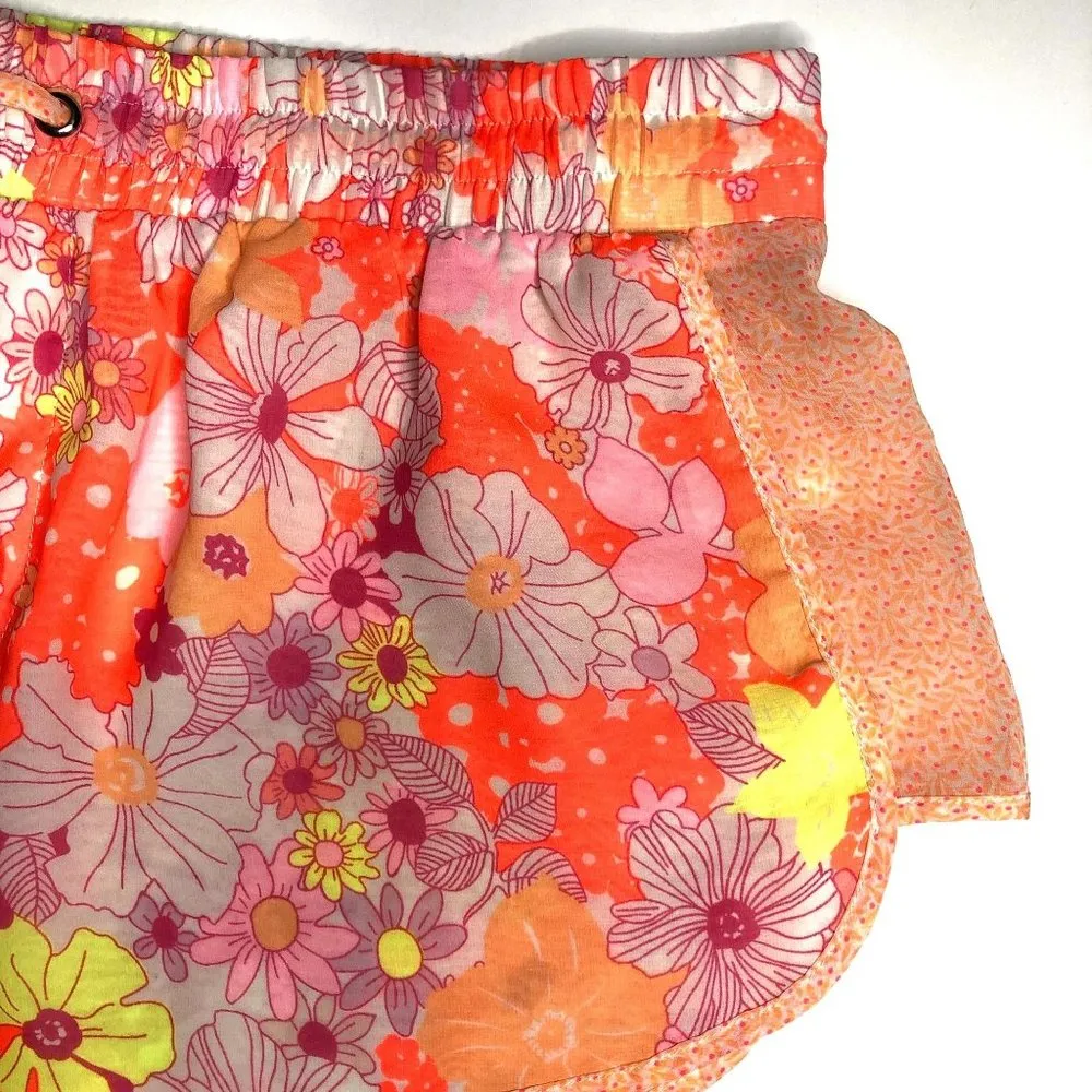 Victoria's Secret Pink and Neon Orange Floral Pijama Shorts Women's M - Image 3
