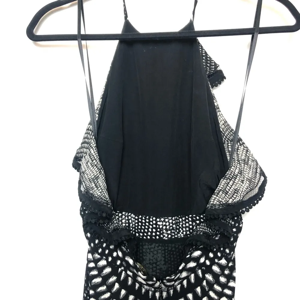 Roberto Cavalli Black & White Halter Maxi Dress with Slit - Image 4