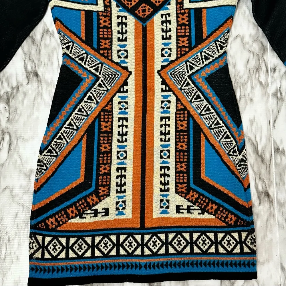 Flying Tomato Women’s Sz M Southwestern Cowgirl Sweater Dress Art To Wear Aztec - Image 7