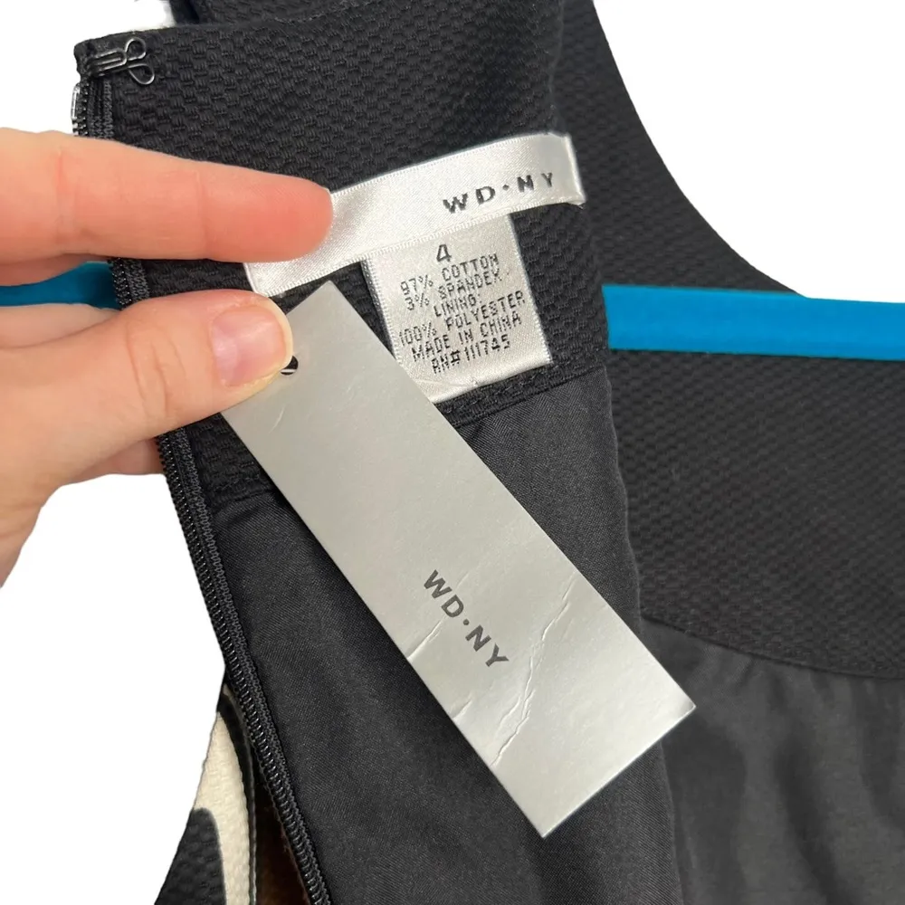 NWT WD.NY Brown Black Leaf Scroll Print Embellished Neckline Sheath Dress - Image 2