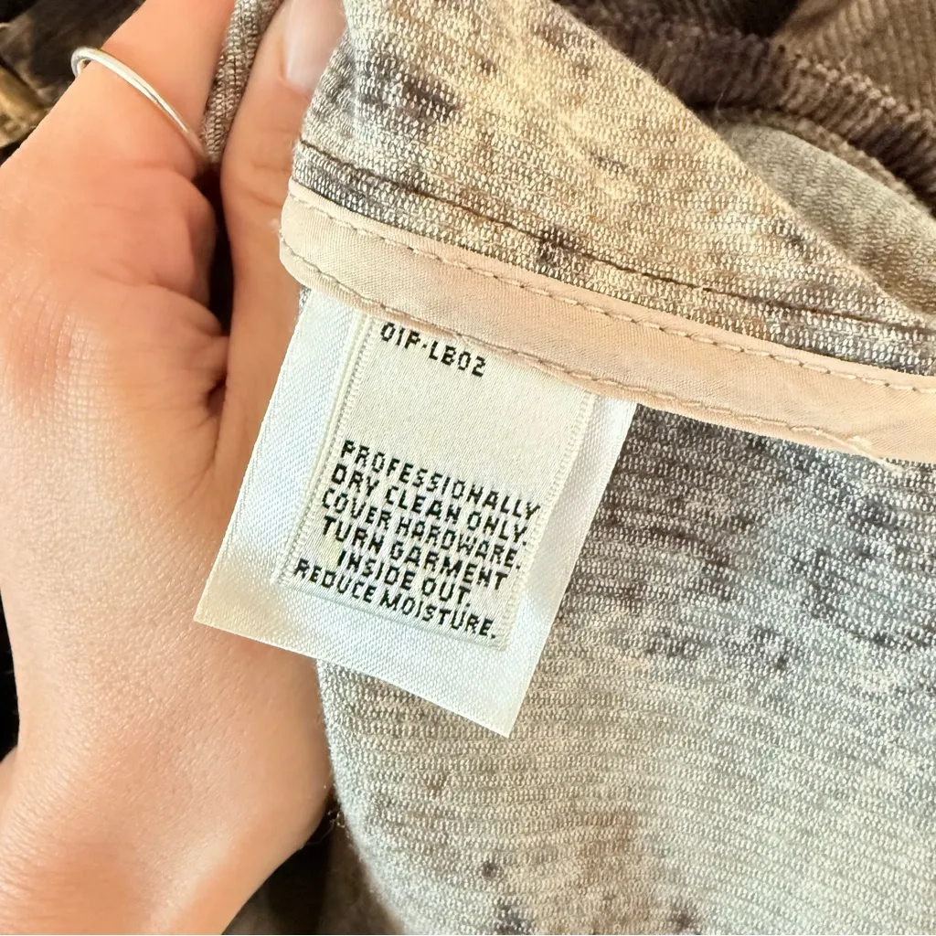 Vintage St. John Sport Marie Gray Corduroy Magnetic Zipper Military Jacket Large Brown - Image 7