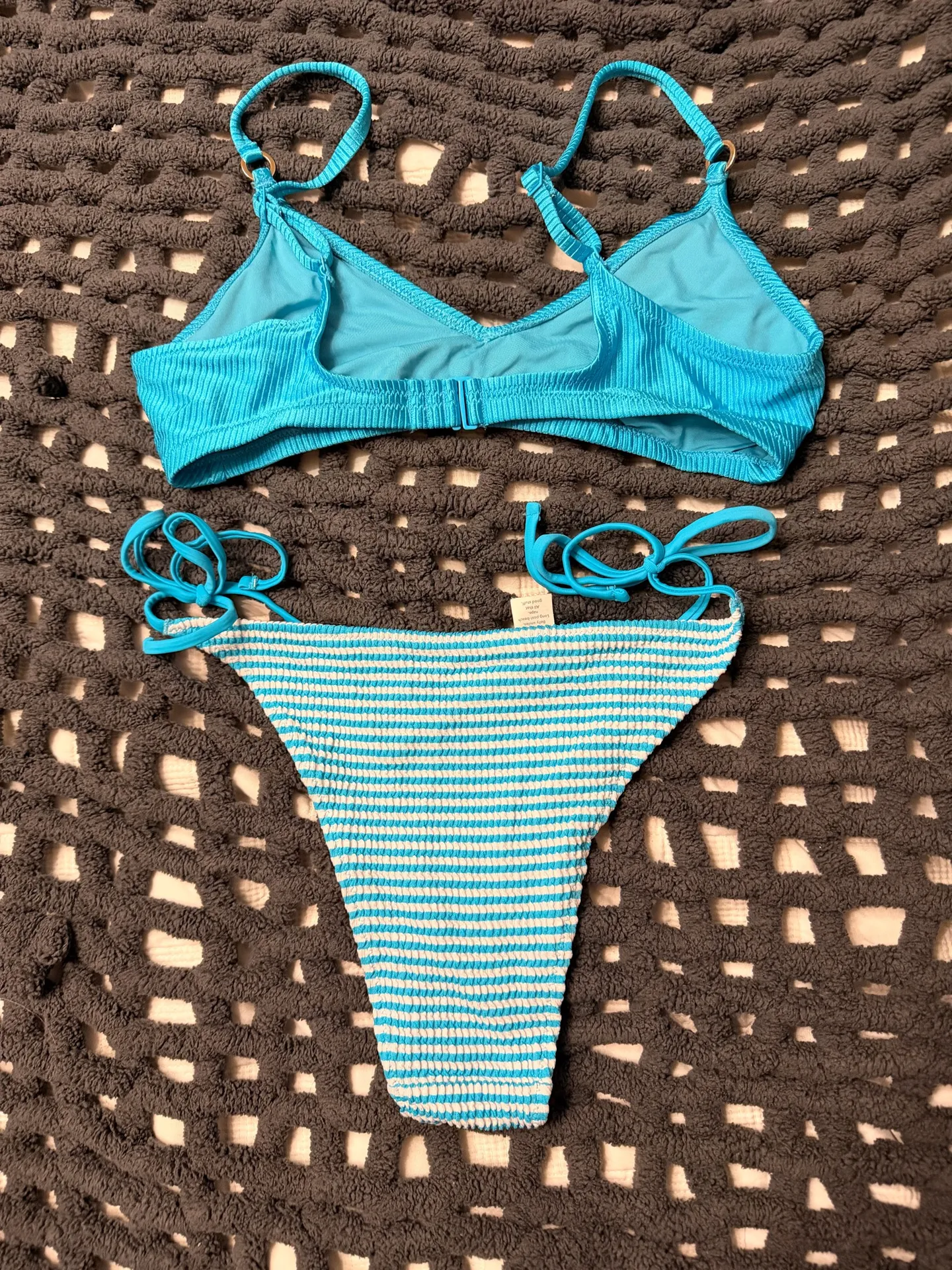 Aerie Bikini Set Blue Striped - Image 2