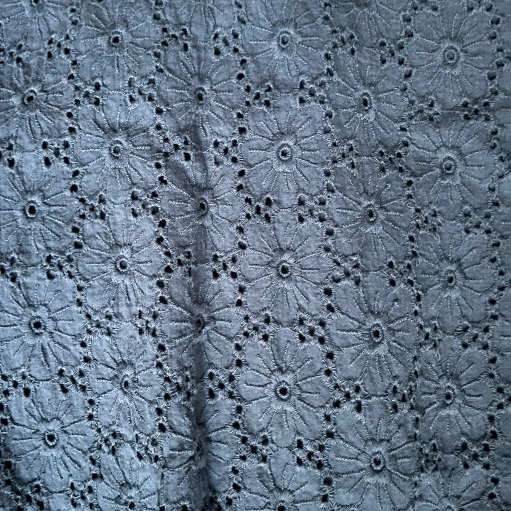 Michael Stars Navy Puff Sleeve Eyelet 100% Cotton Peasant Top Size 0 XS Floral - Image 3