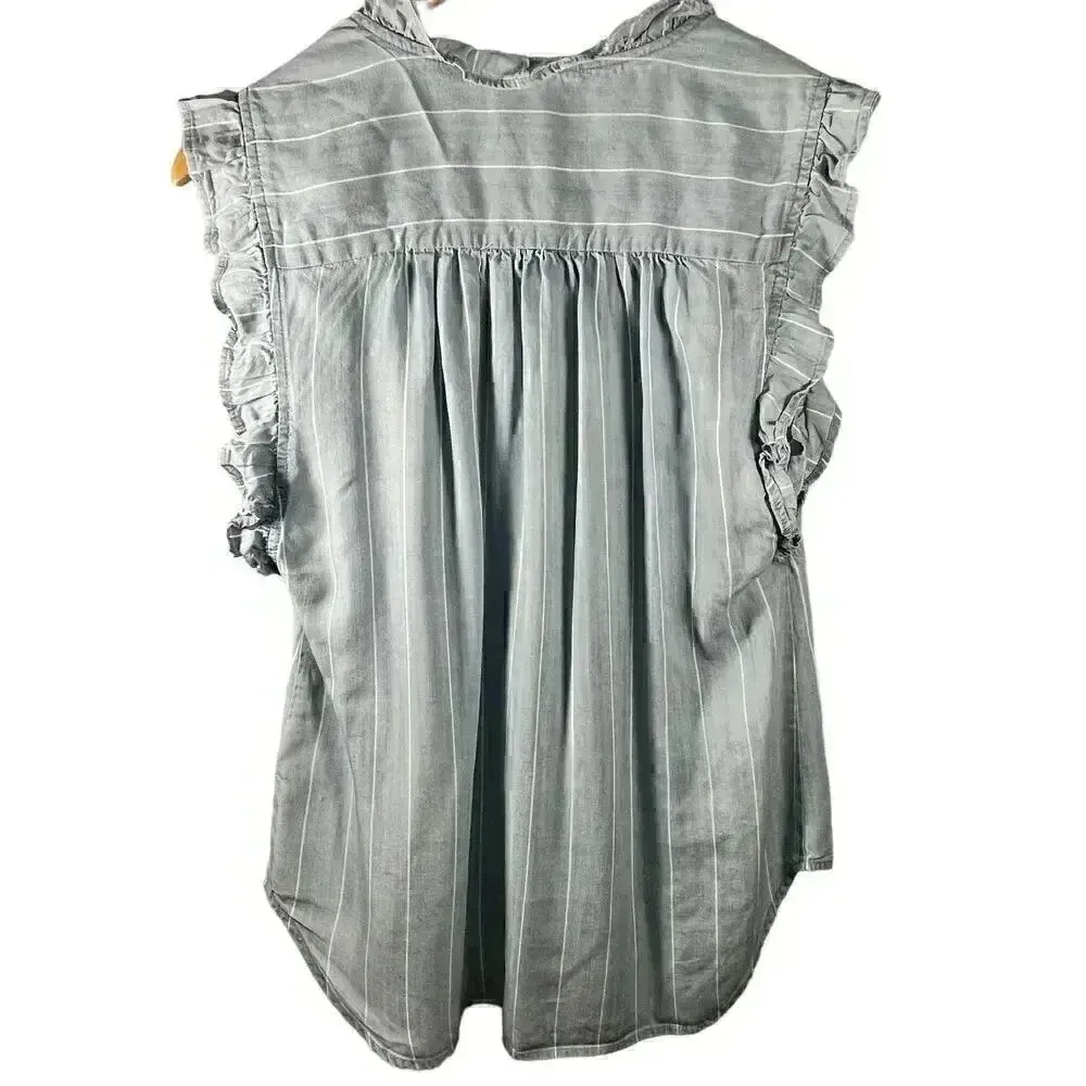 Cupio Ruffled Sleeveless Chambray Top XS‎ - Image 2