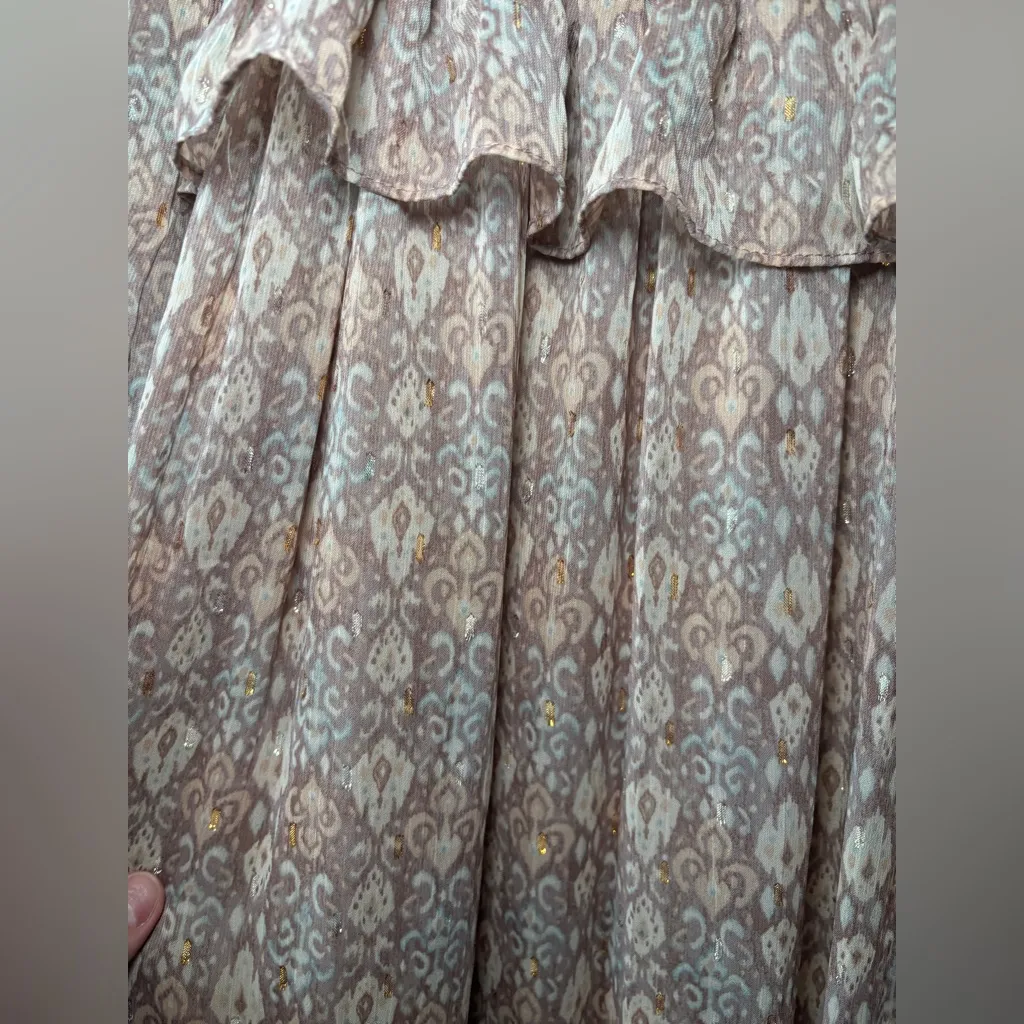 Anthropologie‎ Moon River Peasant Ruffle Long Sleeve Tired Maxi Dress Sz XS - Image 11