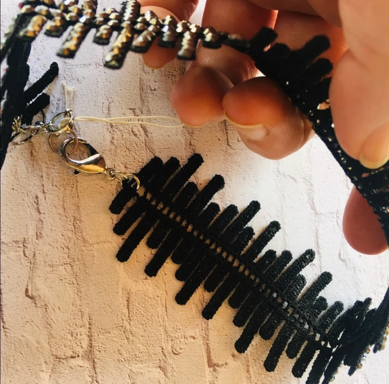 Amrita Singh Sadie Lace black/gunmetal crystal choker festival  - Image 2