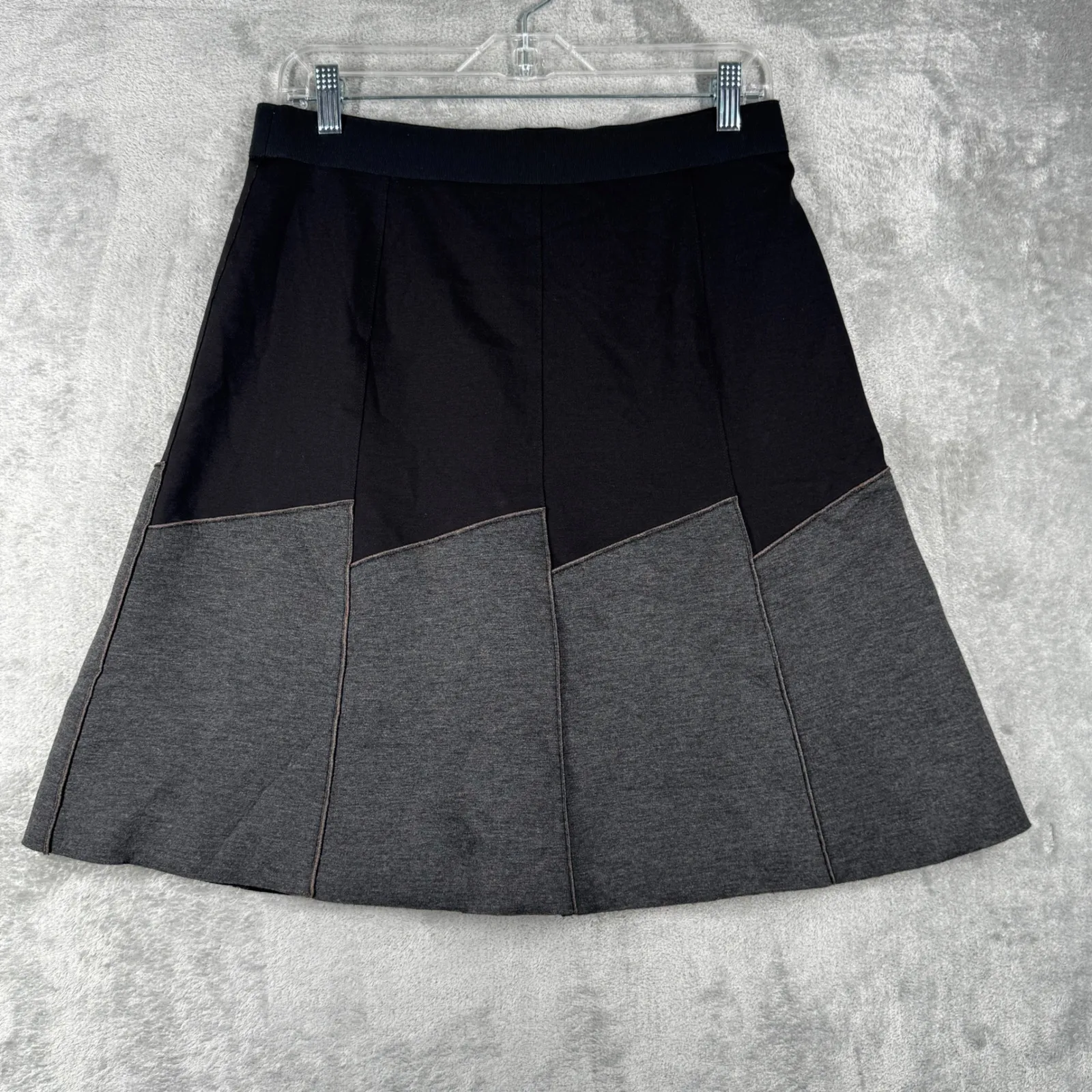 Elie Tahari Skirt Color Block Women 10 Panelled A-Line Casual Neutral Black Gray - Image 3