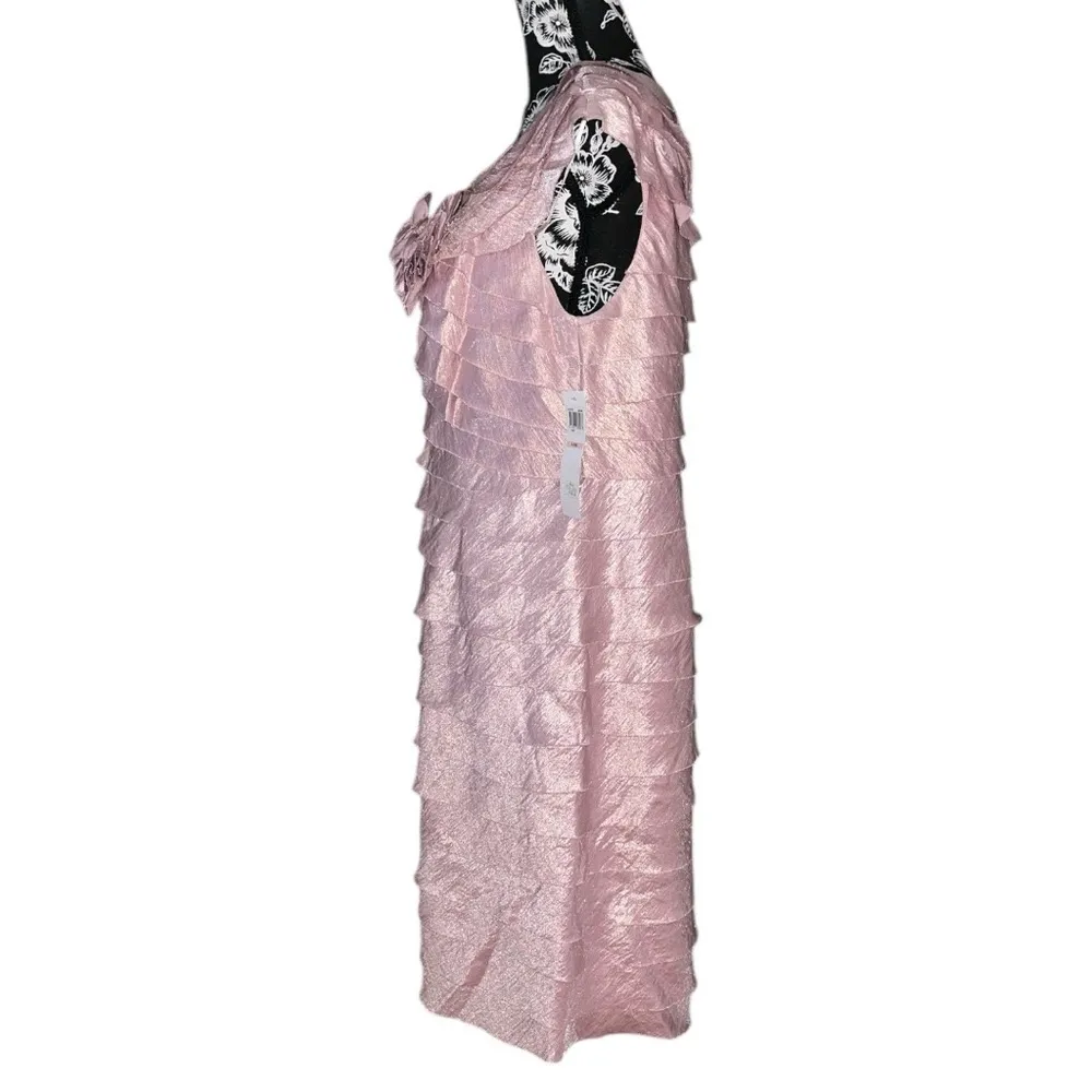 London Times Sleeveless Scoop Neck Ruffle Sheath Dress - Image 2