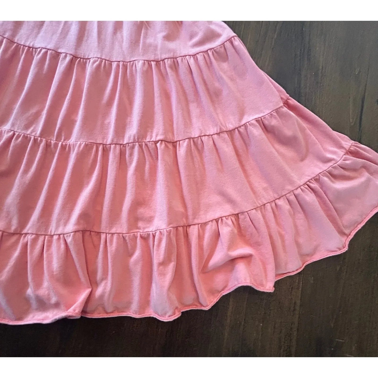 ⭐️Ella Moss Pink Strapless Tiered Midi Dress Belt Ruffle Summer Sundress‎ Large - Image 4