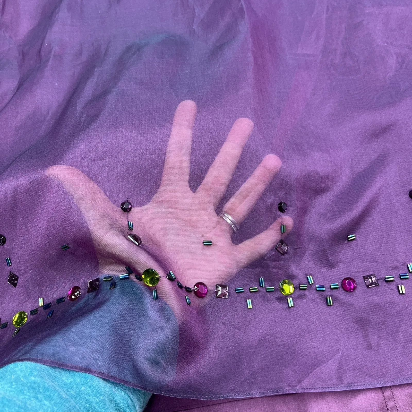 Deadstock Ann Taylor Silk Maxi Skirt Size 4 Purple Whimsygoth Fairygoth Party - Image 5