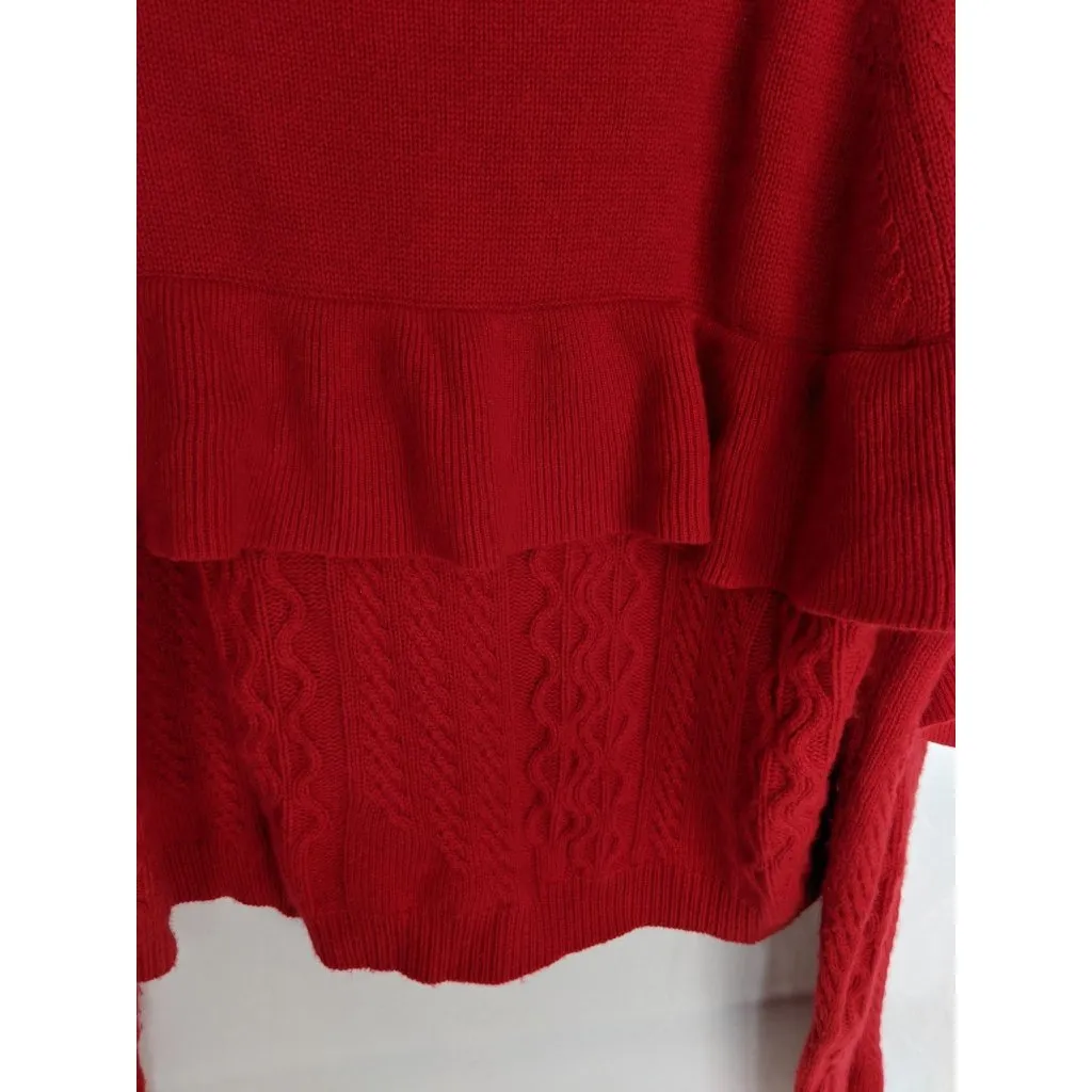 NAADAM Volta Ruffle Mock Turtleneck Cashmere Pullover Sweater M Red Size M - Image 3
