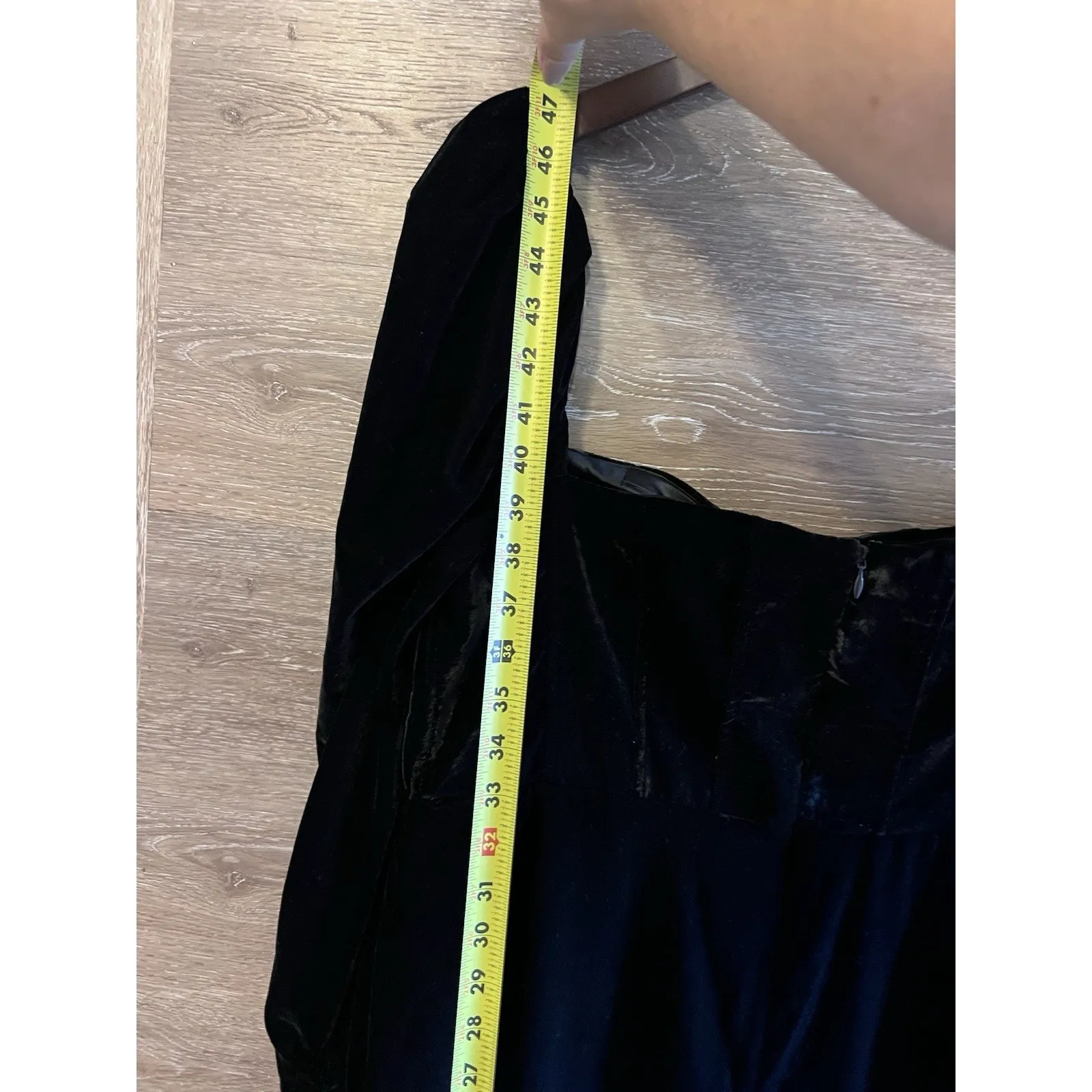 Antonio Melani Sz 16 Black Velvet Dress Midi Mackenzie Square Neck Puff Sleeve - Image 9