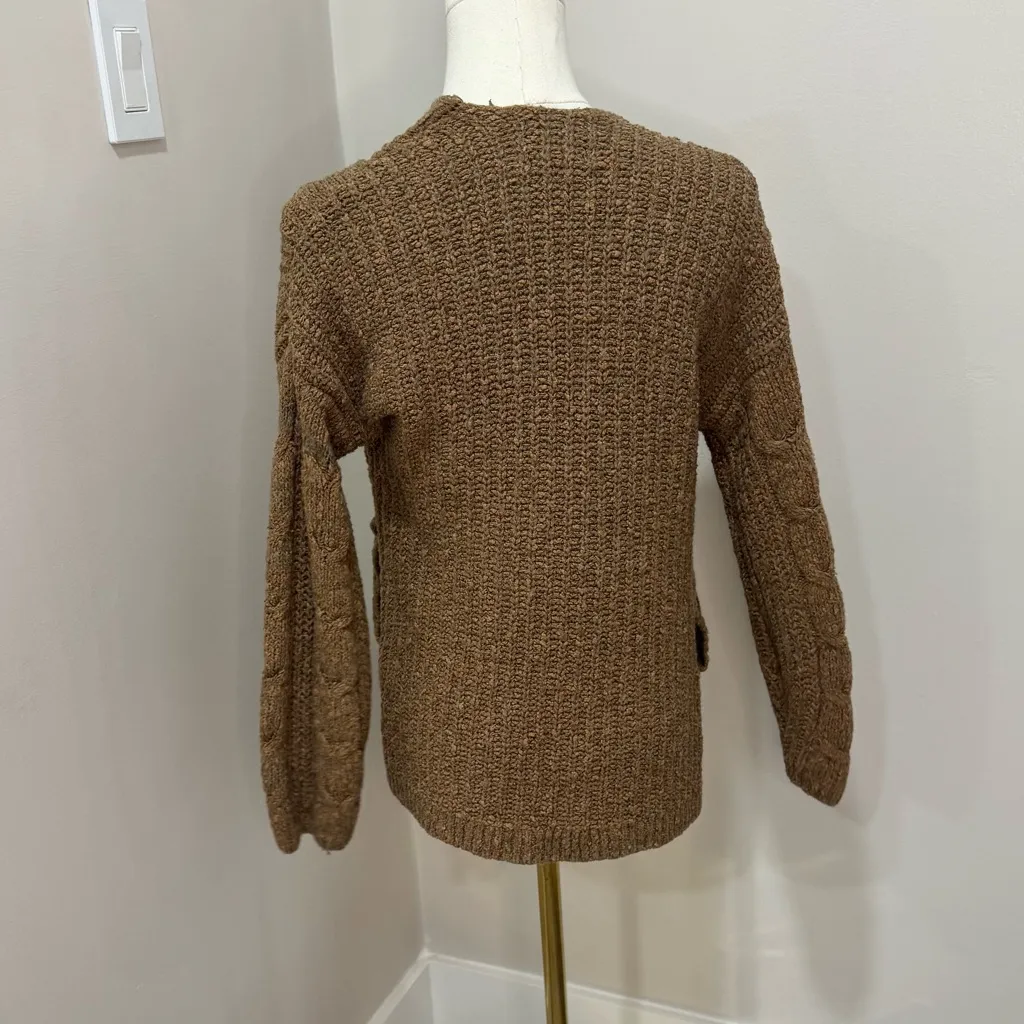 Oversized Abercrombie & Fitch stitch brown‎ cardigan xxs - Image 2