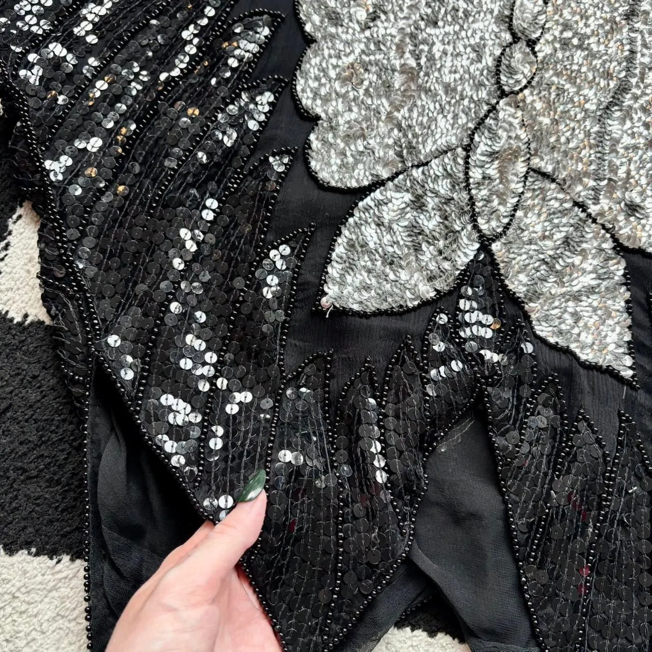 Vintage Butterfly Sequin Top Silk Lined - Image 3