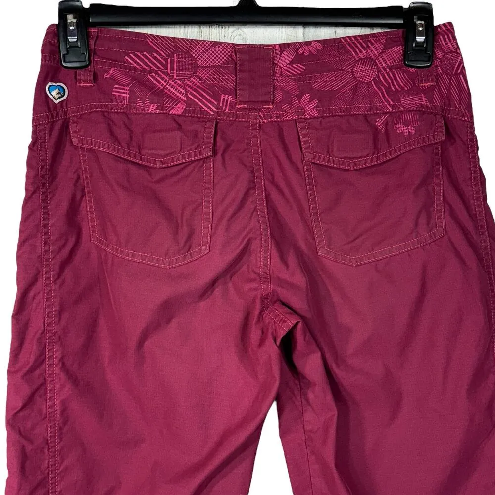 Kuhl SZ 6 Capris Skimmers Floral Pockets Low-Rise Zip-Fly Lightweight Burgundy - Image 5