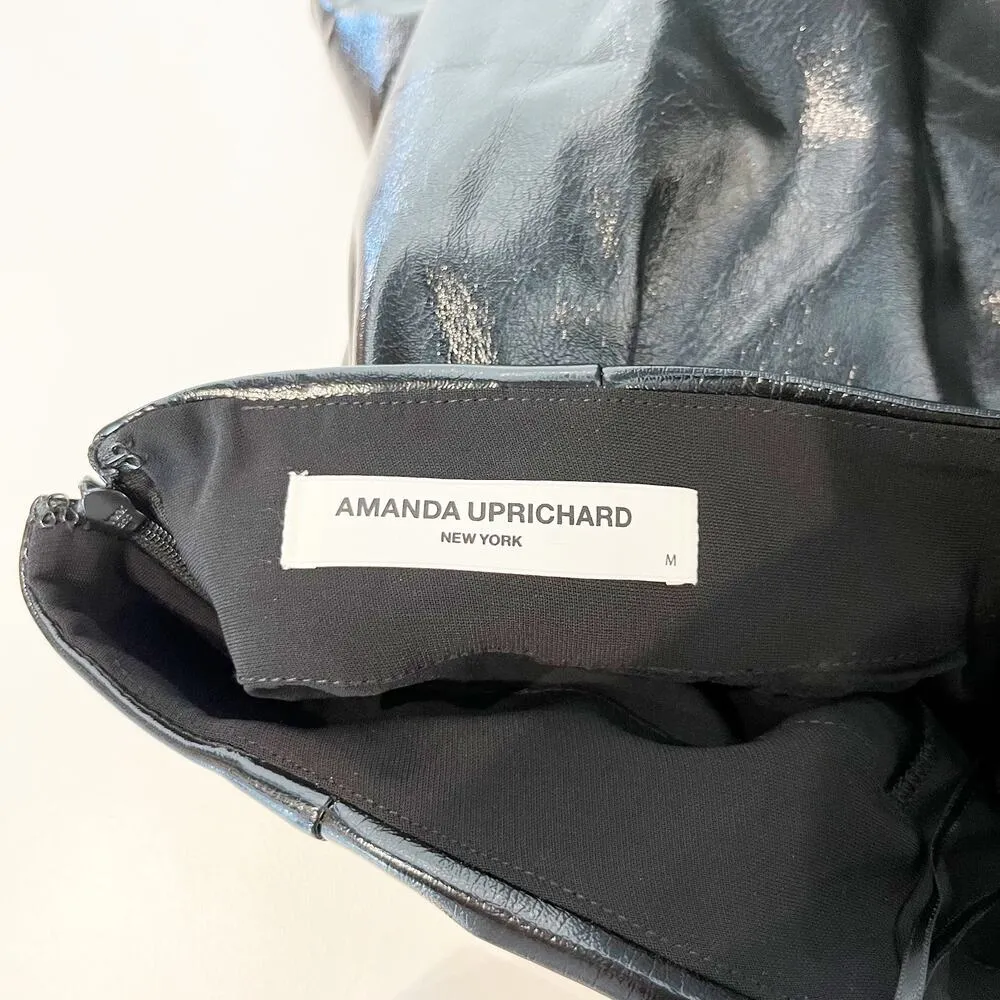 Amanda Uprichard High Shine Faux Leather Mid Rise Dale Mini Skort Black Medium - Image 3