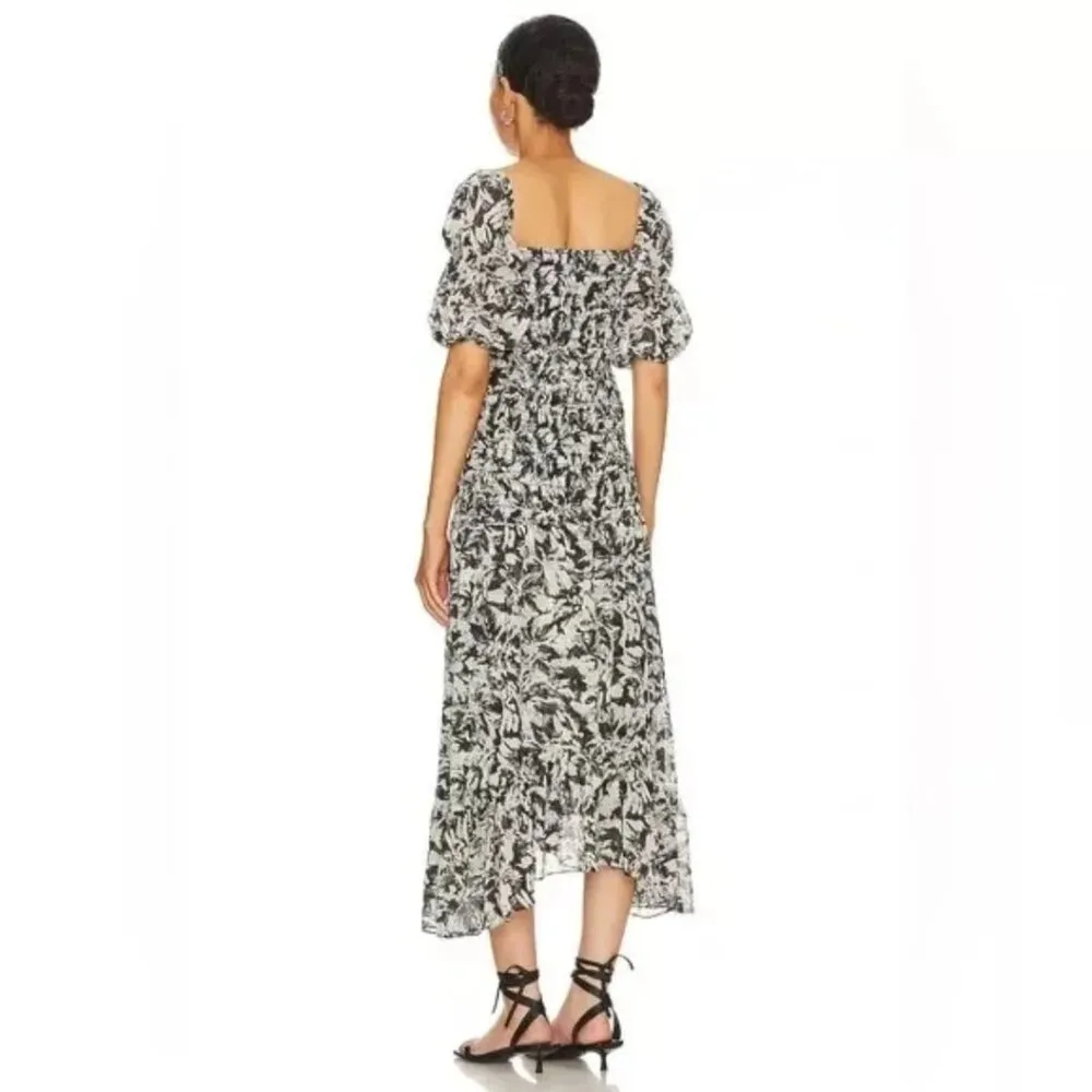 Revolve Misa Diya Midi Maxi Dress Tonal Abstract Ruffles Off Shoulder Size S - Image 4