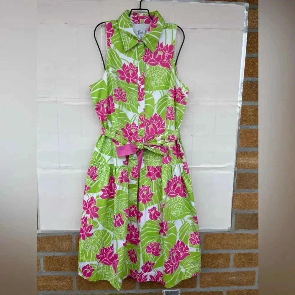 COPY - Lilly Pulitzer Green Pink Lily Frog Floral dopamine dressing rockabilly … - Image 5