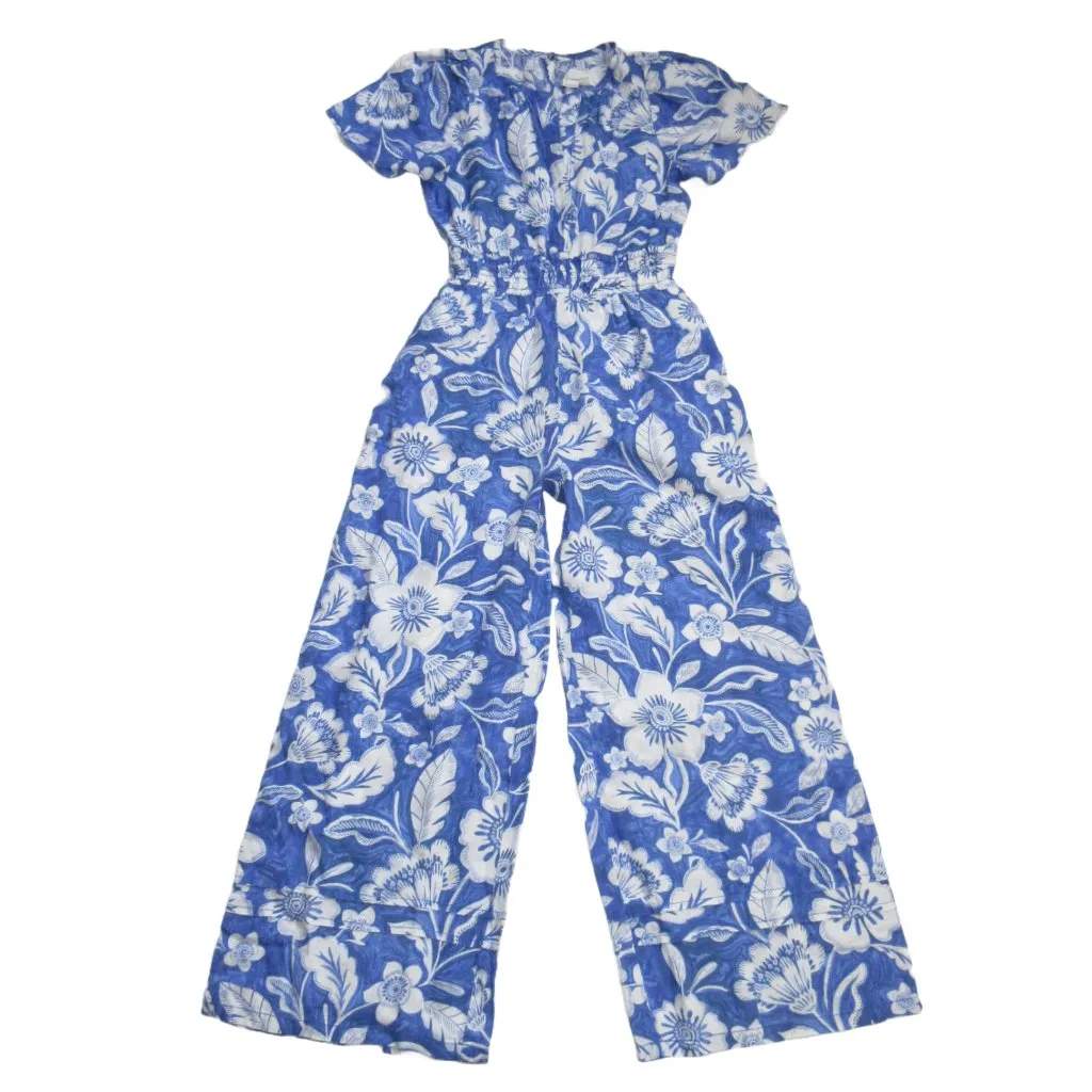 NWT Anthropologie The Somerset Jumpsuit in Blue Floral Linen One-Piece S - Image 4